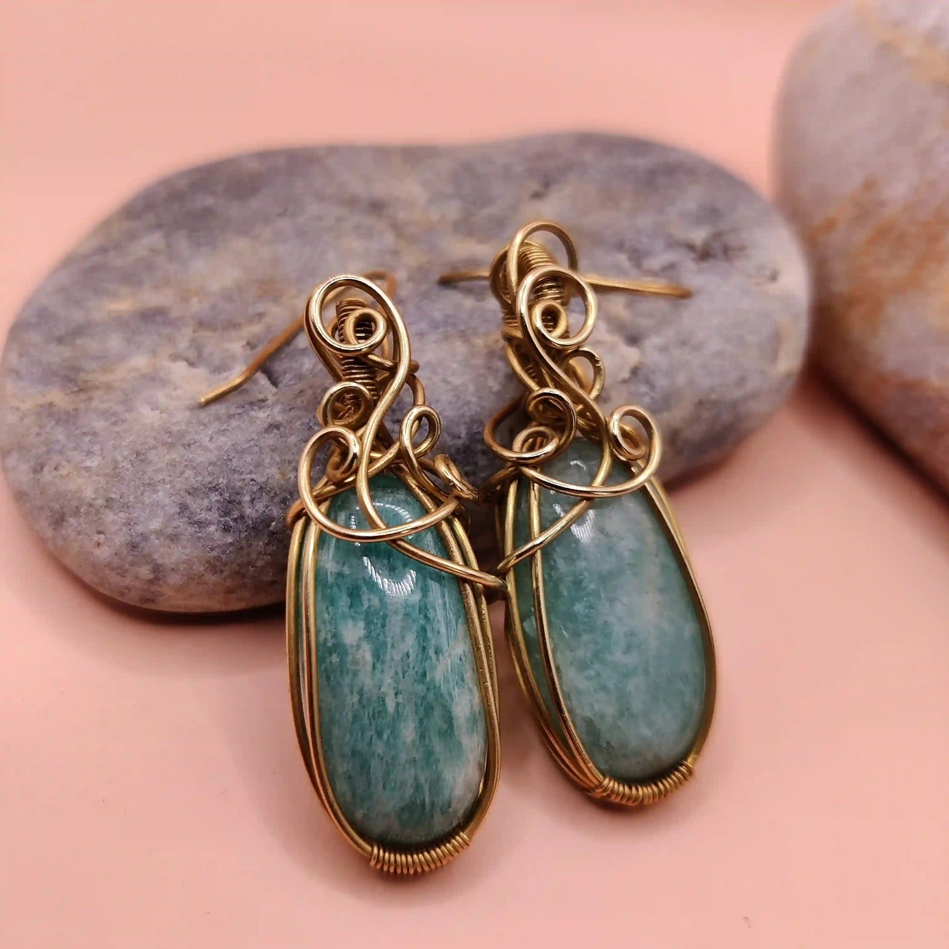 Kimaya - Amazonite Earrings SA3 By Sanguine Aura Handcrafted Jewellery
