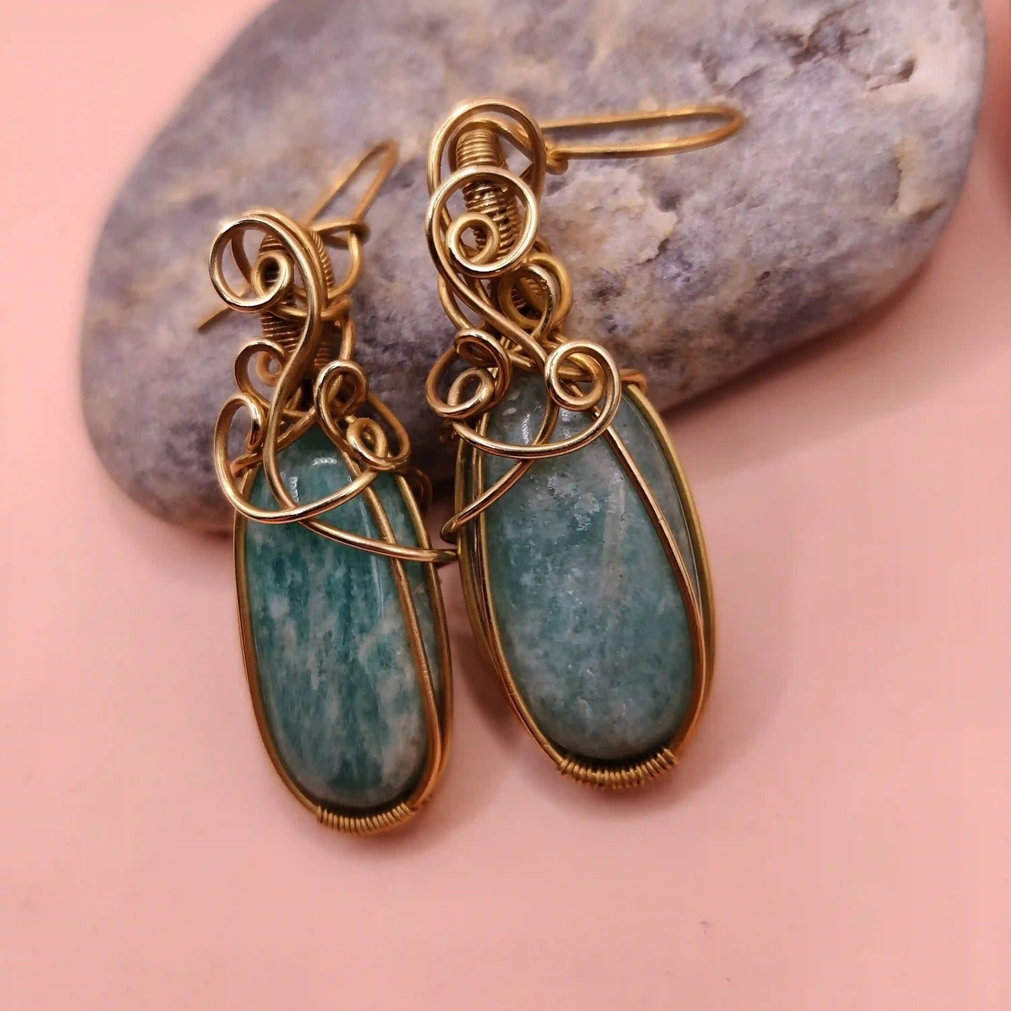 Kimaya - Amazonite Earrings SA4 By Sanguine Aura Handcrafted Jewellery