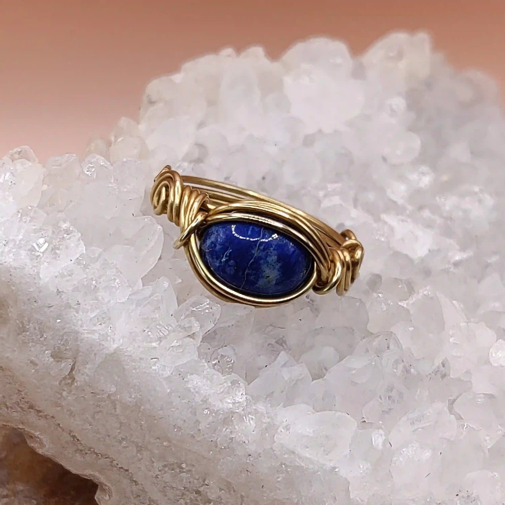Kush - Lapis Lazuli Ring In Brass By Sanguine Aura Handcrafted Jewellery