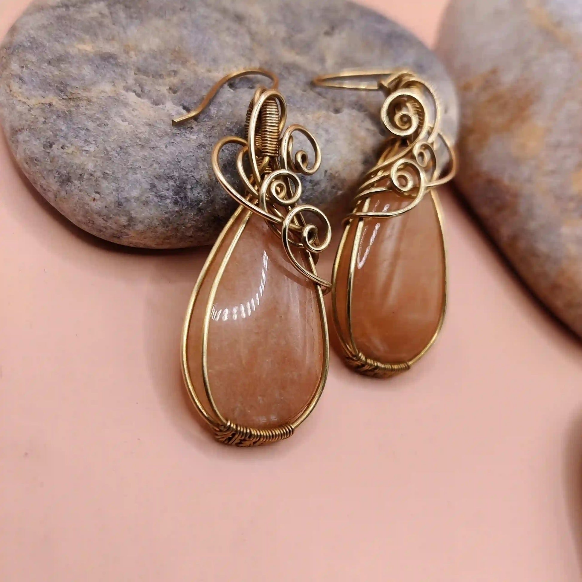 Laasya_Pink_Amazonite_Earrings_002_SA1 By Sanguine Aura Handcrafted Jewellery