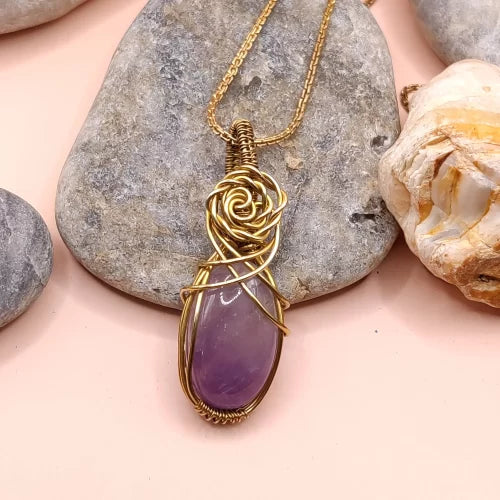 Laksha -Amethyst Necklace-0011 By Sanguine Aura Handcrafted Jewellery