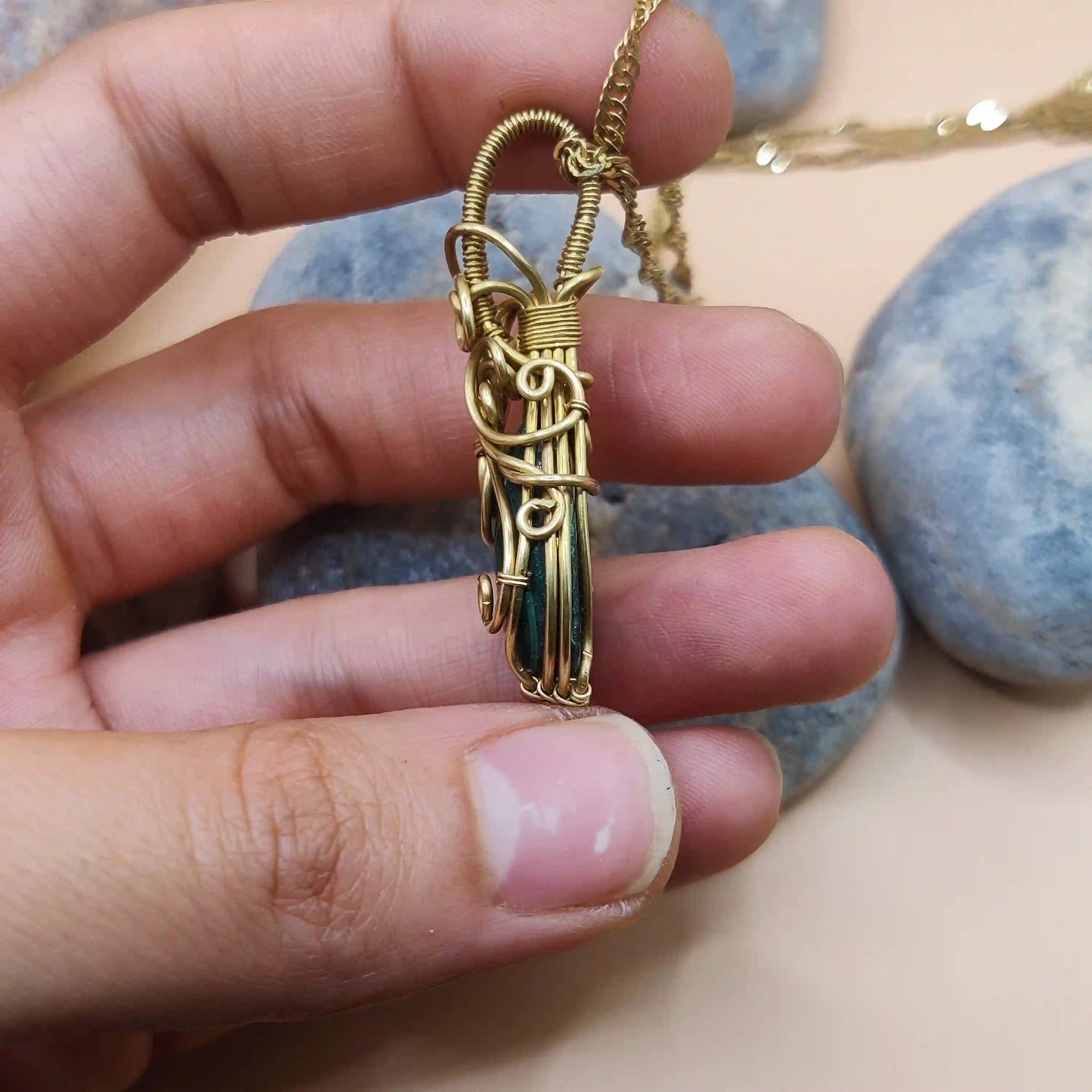 Larissa - Malachite Necklace 001 SA1 By Sanguine Aura Handcrafted Jewellery