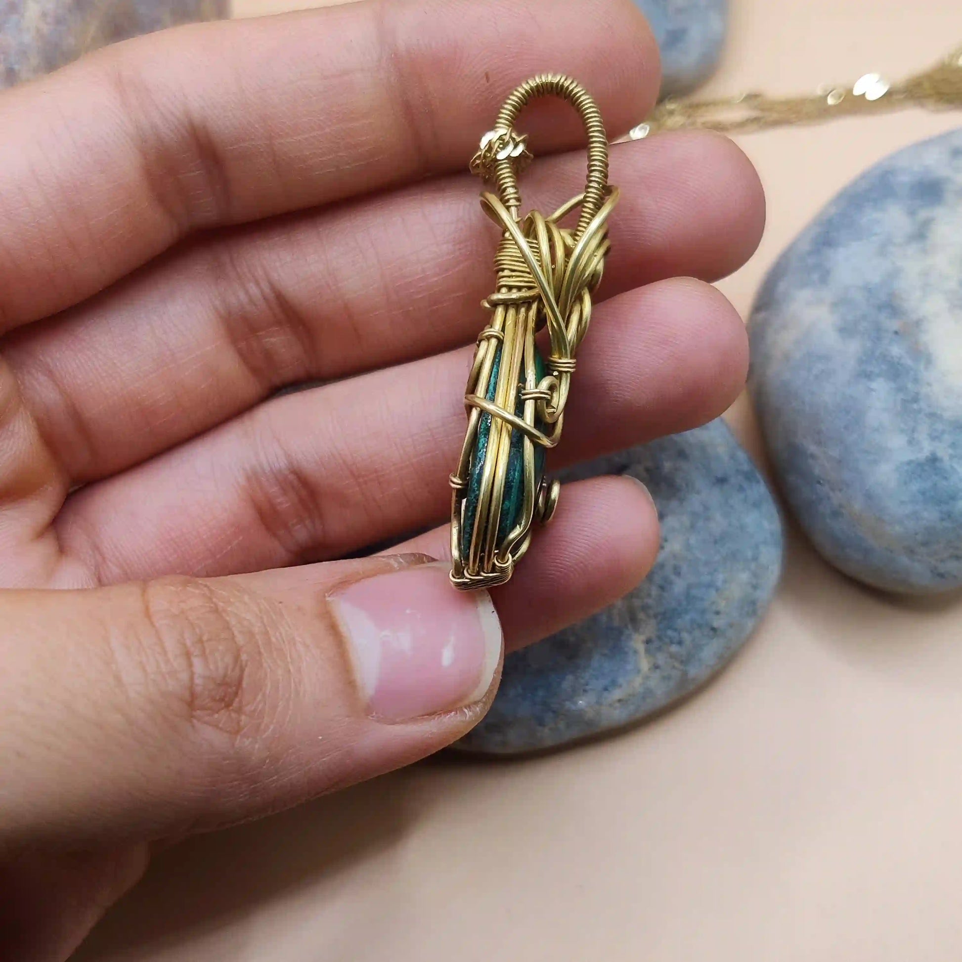 Larissa - Malachite Necklace 001 SA4 By Sanguine Aura Handcrafted Jewellery