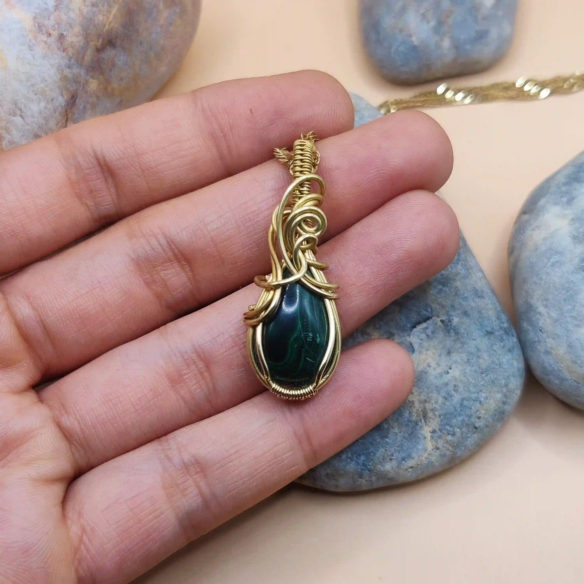 Larissa - Malachite Necklace 002 SA2 By Sanguine Aura Handcrafted Jewellery