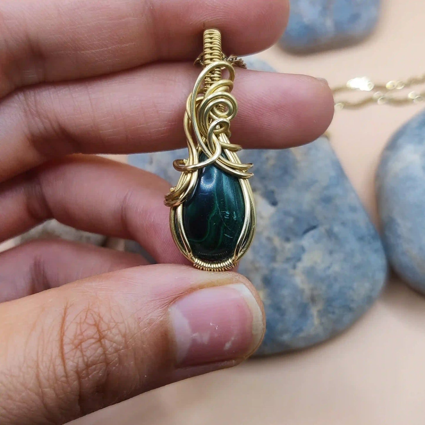 Larissa - Malachite Necklace 002 SA4 By Sanguine Aura Handcrafted Jewellery