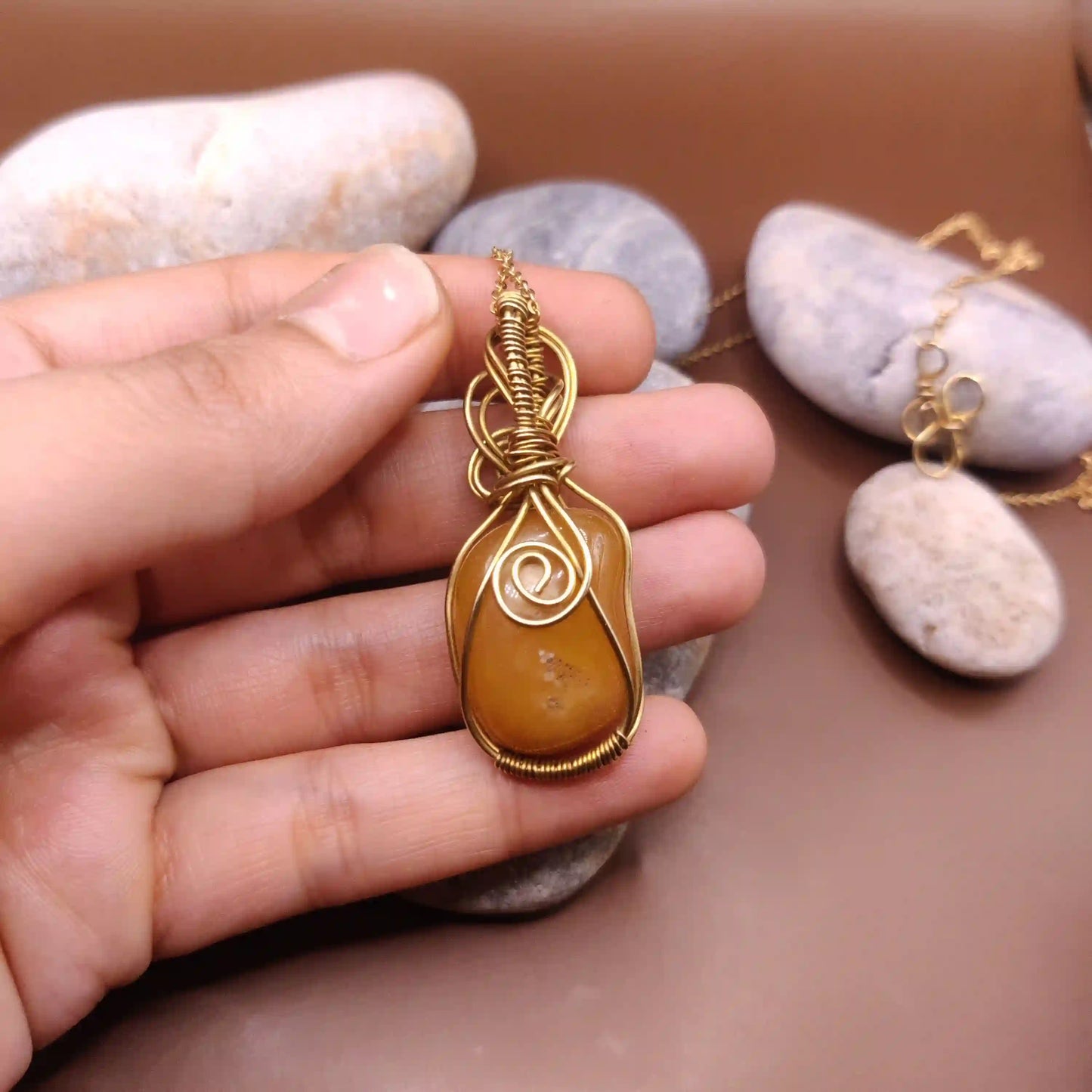 Lusha - Yellow - Agate Necklace SA1 By Sanguine Aura Handcrafted Jewellery