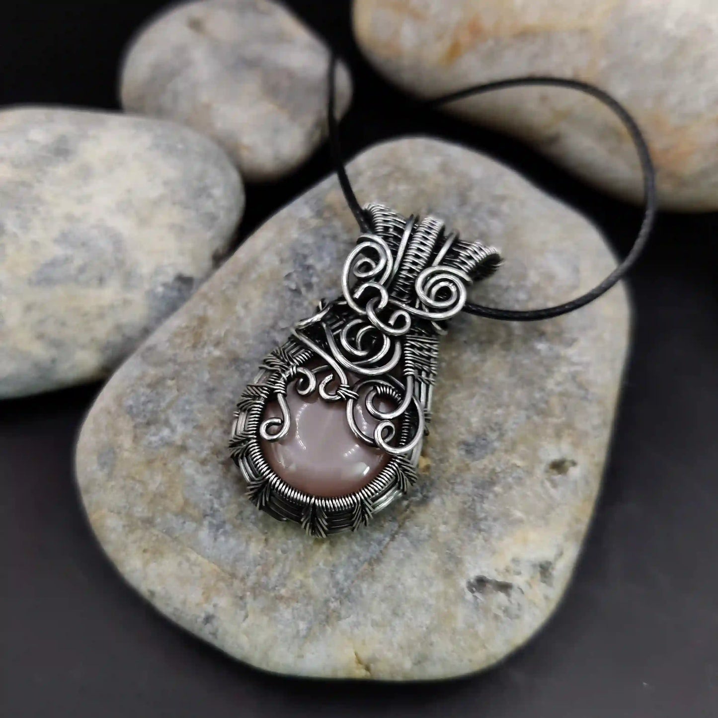 Luvya - Peach Moonstone Necklace SA1 By Sanguine Aura Handcrafted Jewellery