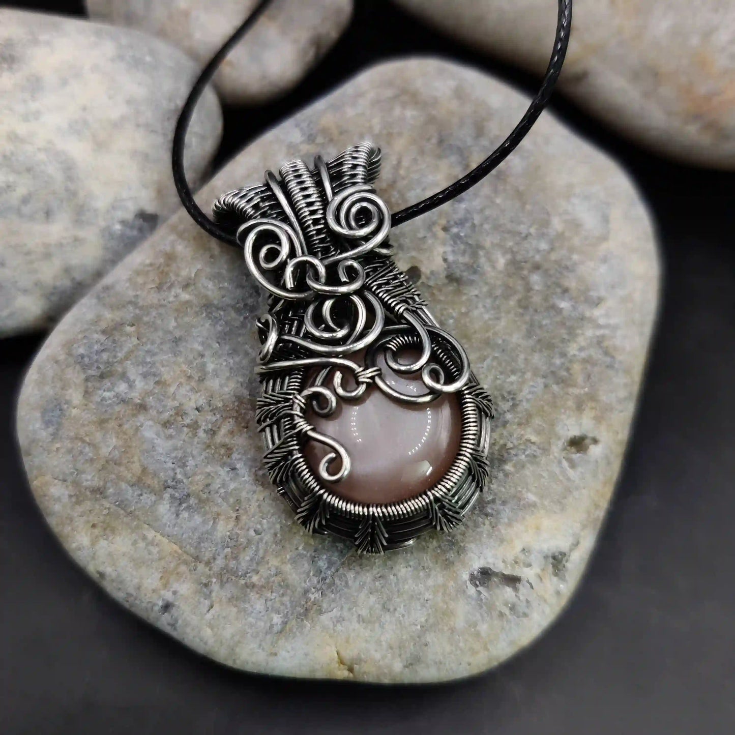 Luvya - Peach Moonstone Necklace SA2 By Sanguine Aura Handcrafted Jewellery