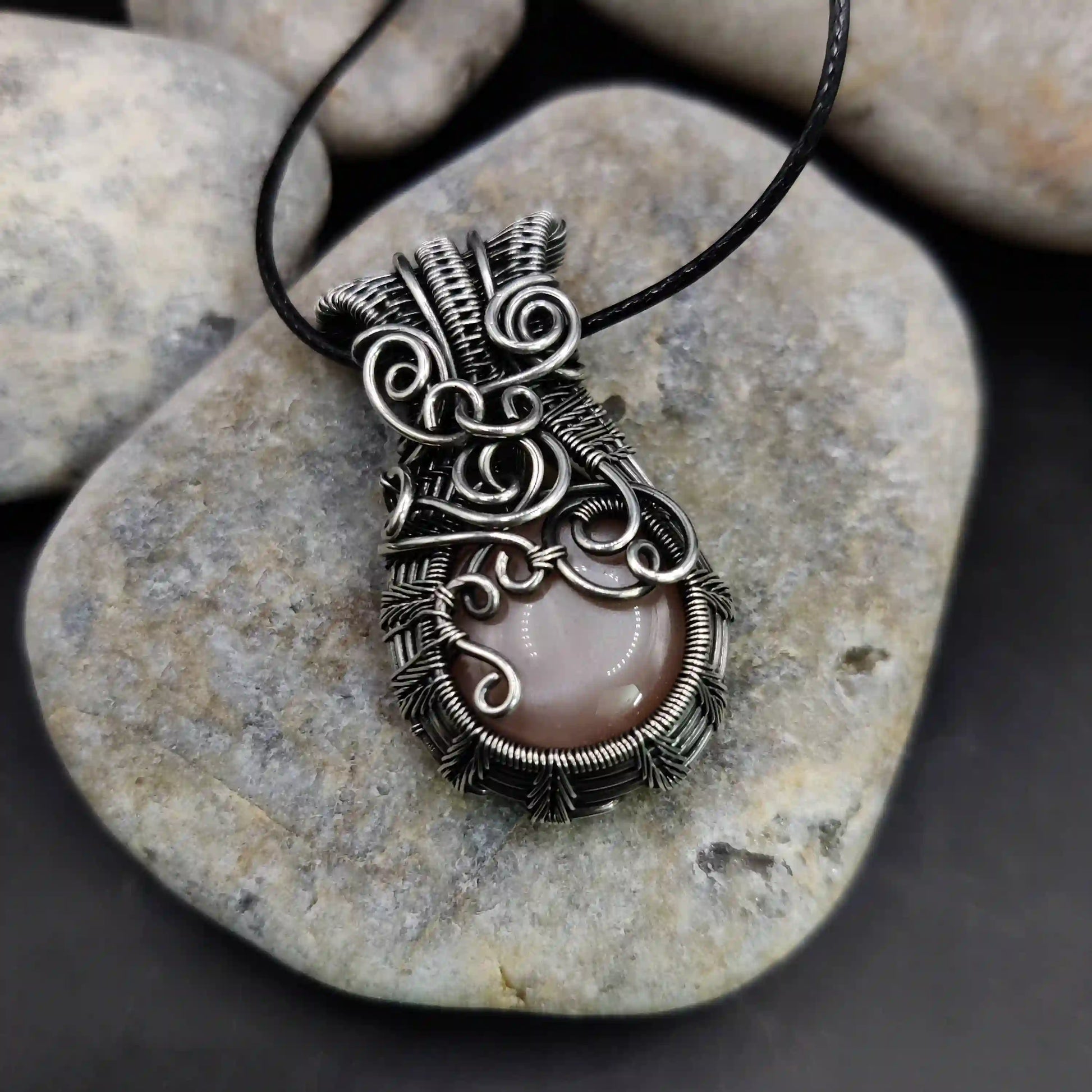 Luvya - Peach Moonstone Necklace SA2 By Sanguine Aura Handcrafted Jewellery
