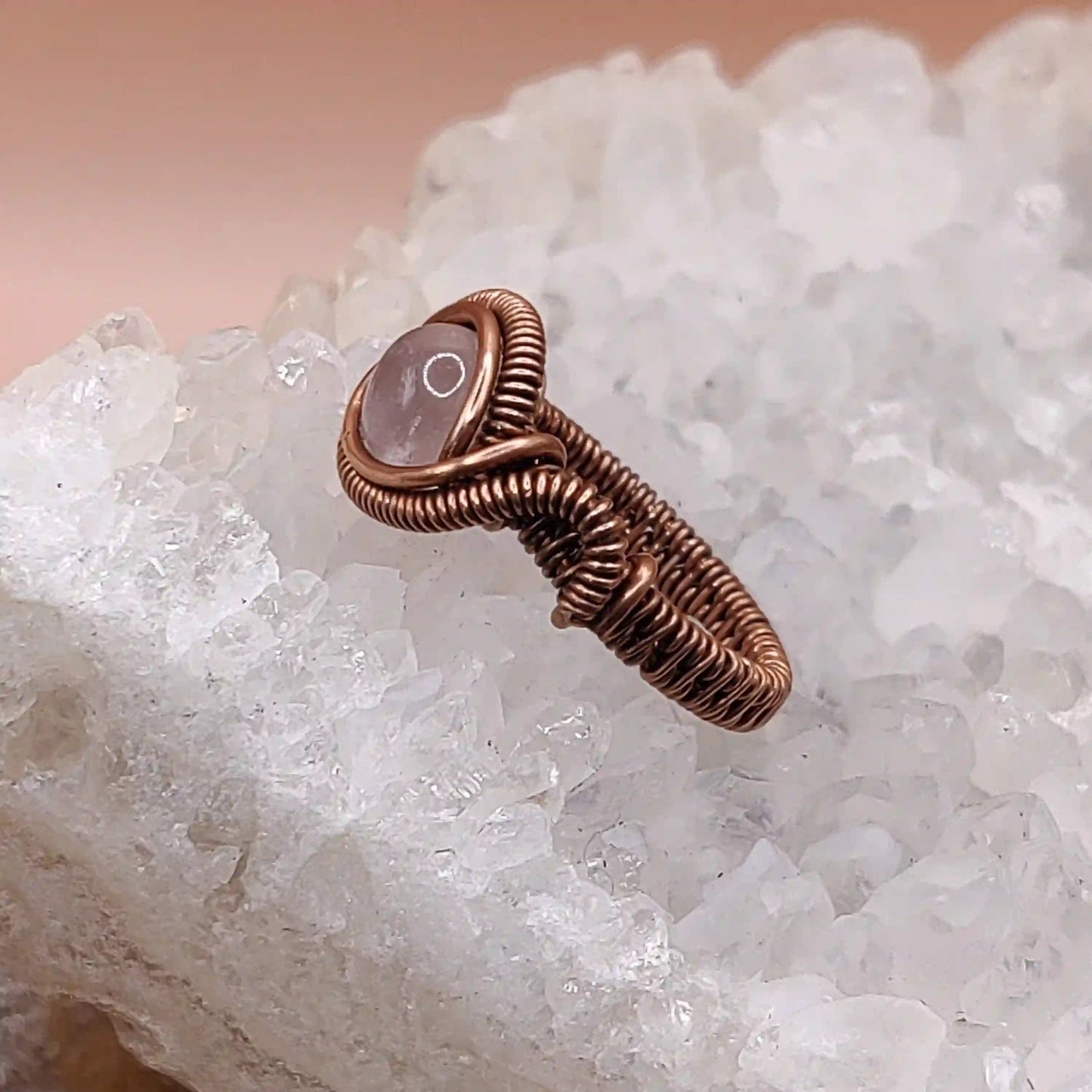 Madhur Rose Quartz Ring SA2 By Sanguine Aura Handcrafted Jewellery