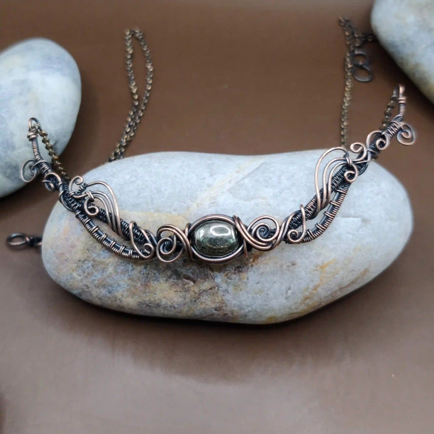 Malati - Pyrite Necklace By Sanguine Aura Handcrafted Jewellery. Creativity, abundance, protection, willpower, vitality.