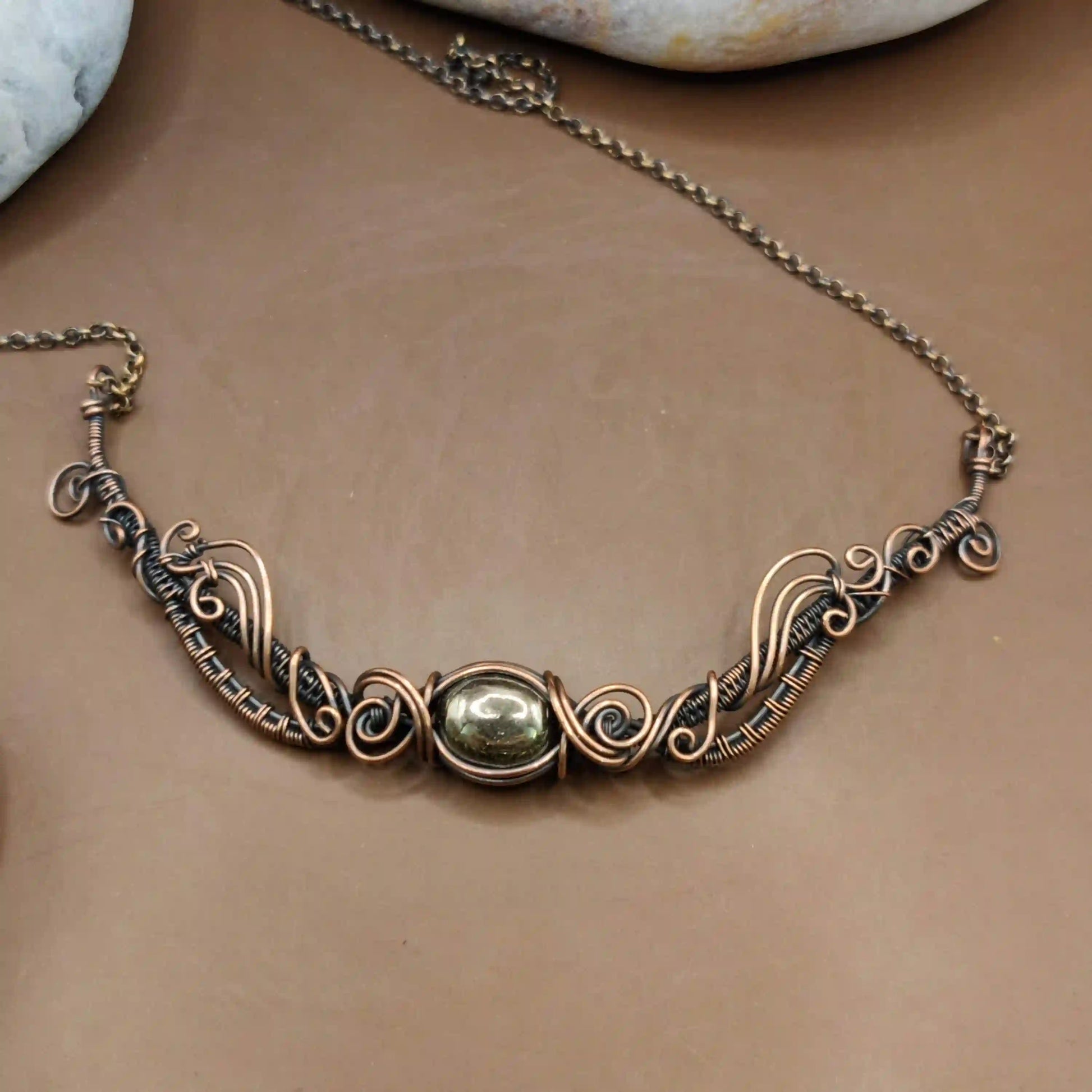 Malati - Pyrite Necklace SA1 By Sanguine Aura Handcrafted Jewellery