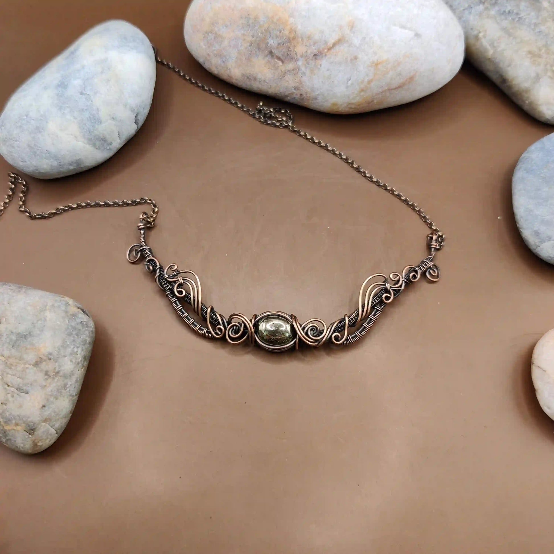 Malati - Pyrite Necklace SA2 By Sanguine Aura Handcrafted Jewellery