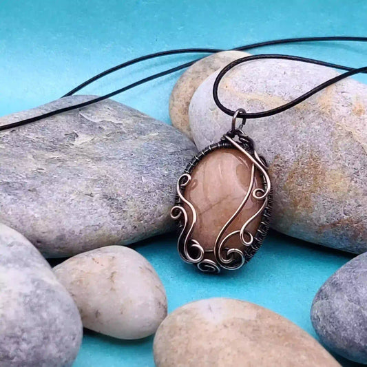 Manovriti_-Pink_Amazonite_Necklace_0002 By Sanguine Aura Handcrafted Jewellery