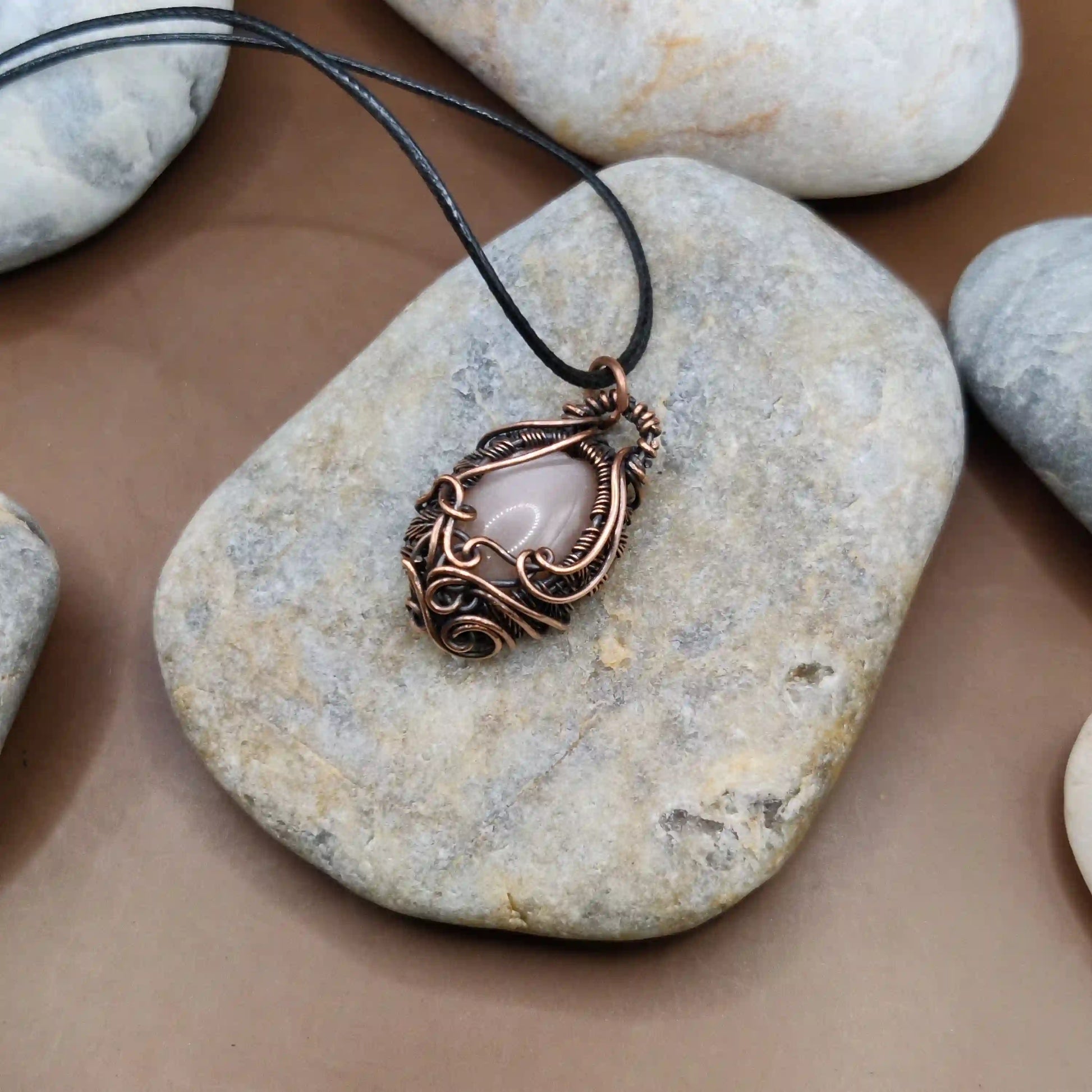Manovriti  - Peach Moonstone Necklace SA5 By Sanguine Aura Handcrafted Jewellery