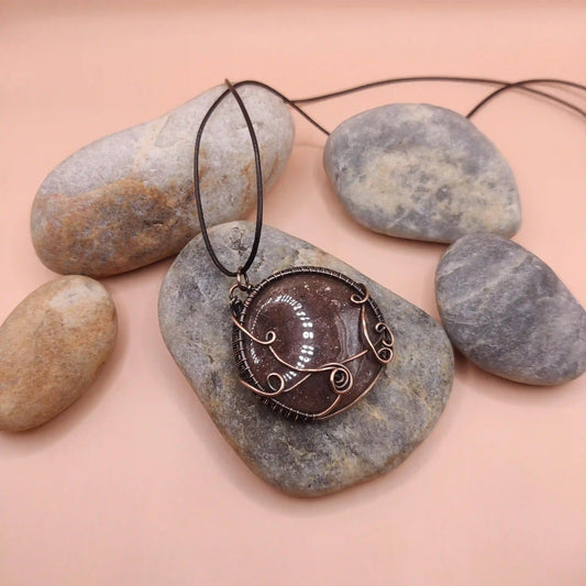 Manovriti - Strawberry Quartz Necklace 001 SA1 By Sanguine Aura Handcrafted Jewellery