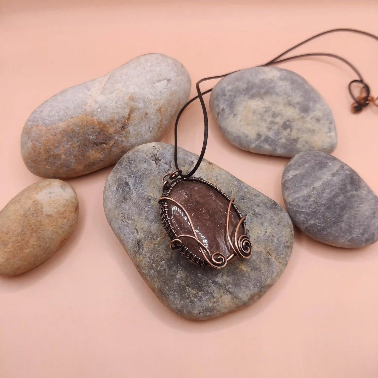 Manovriti - Strawberry Quartz Necklace 002 By Sanguine Aura Handcrafted Jewellery