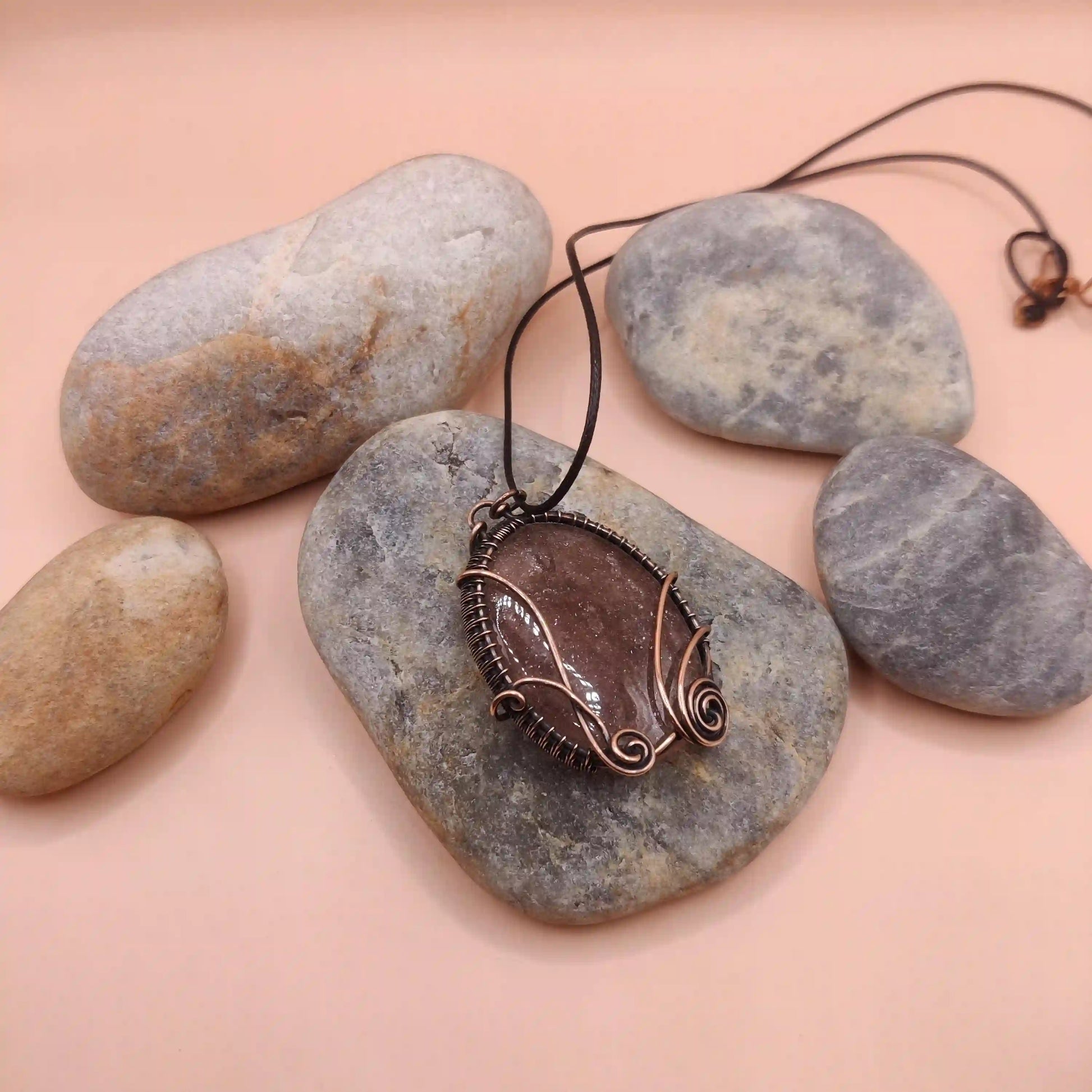 Manovriti - Strawberry Quartz Necklace 002 By Sanguine Aura Handcrafted Jewellery
