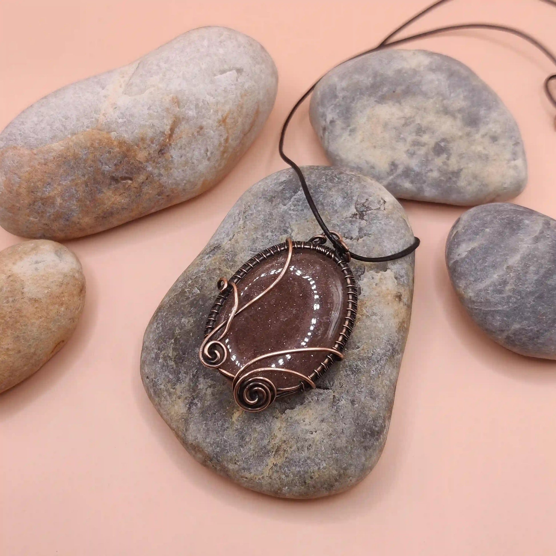 Manovriti - Strawberry Quartz Necklace 002 SA1 By Sanguine Aura Handcrafted Jewellery