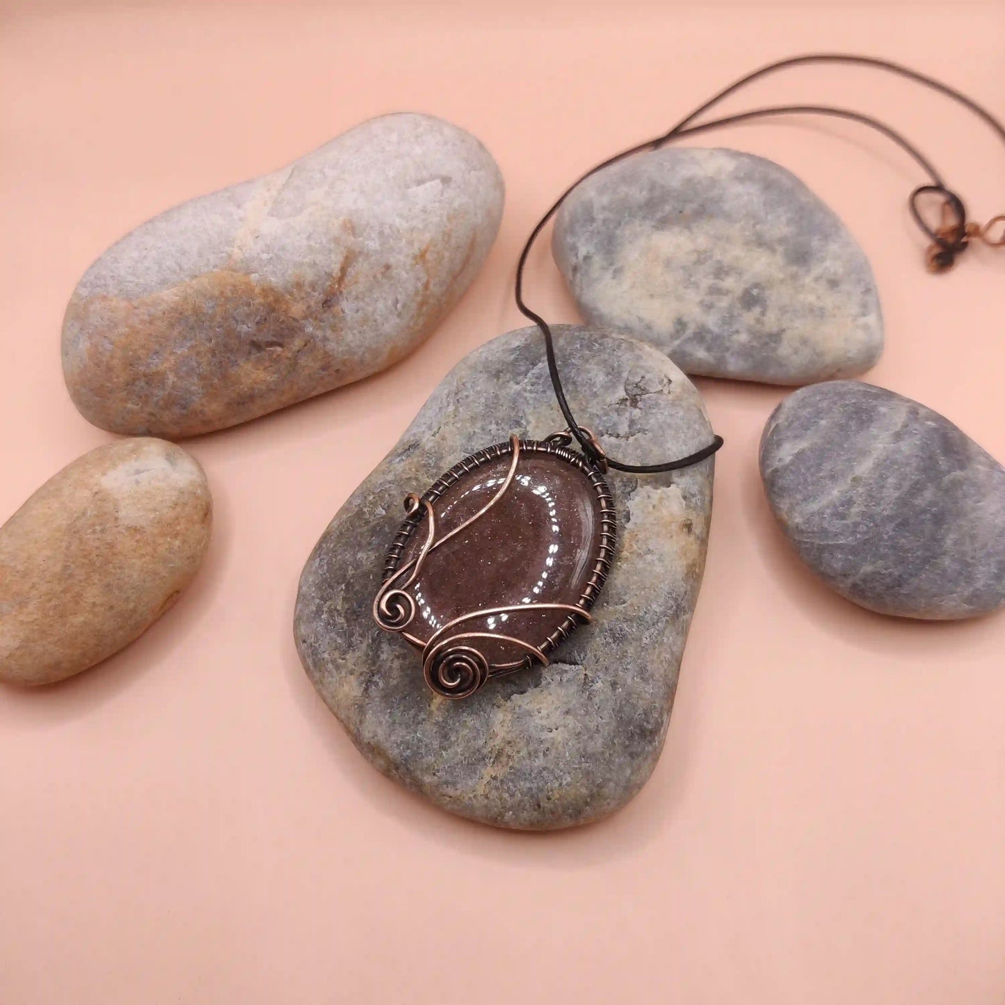 Manovriti - Strawberry Quartz Necklace 002 SA2 By Sanguine Aura Handcrafted Jewellery