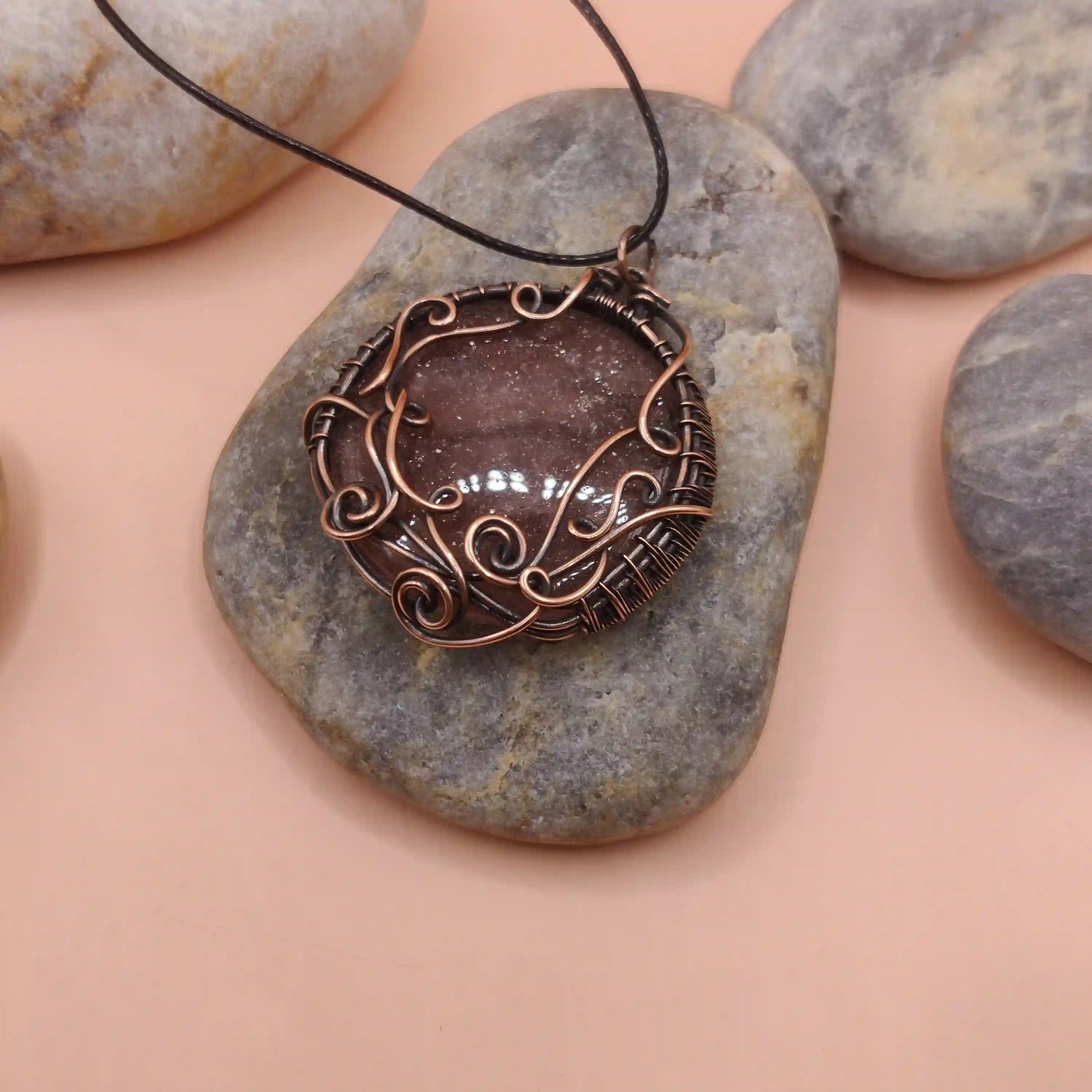 Manovriti - Strawberry Quartz Necklace 005 SA2 By Sanguine Aura Handcrafted Jewellery