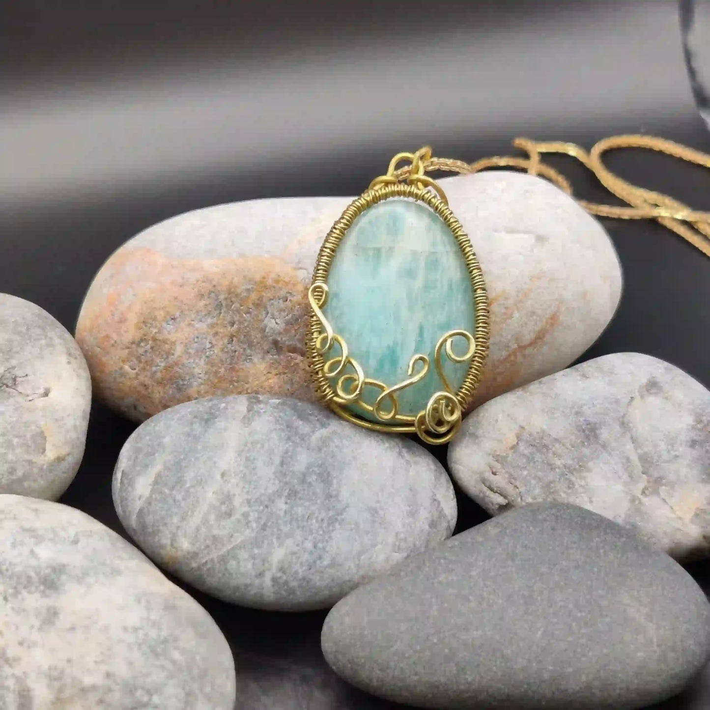 Manovriti_Amazonite_Necklace_001 By Sanguine Aura Handcrafted Jewellery