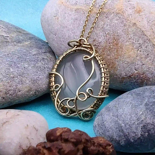 Manovriti Chalcedony Necklace - 001 SA1 By Sanguine Aura Handcrafted Jewellery