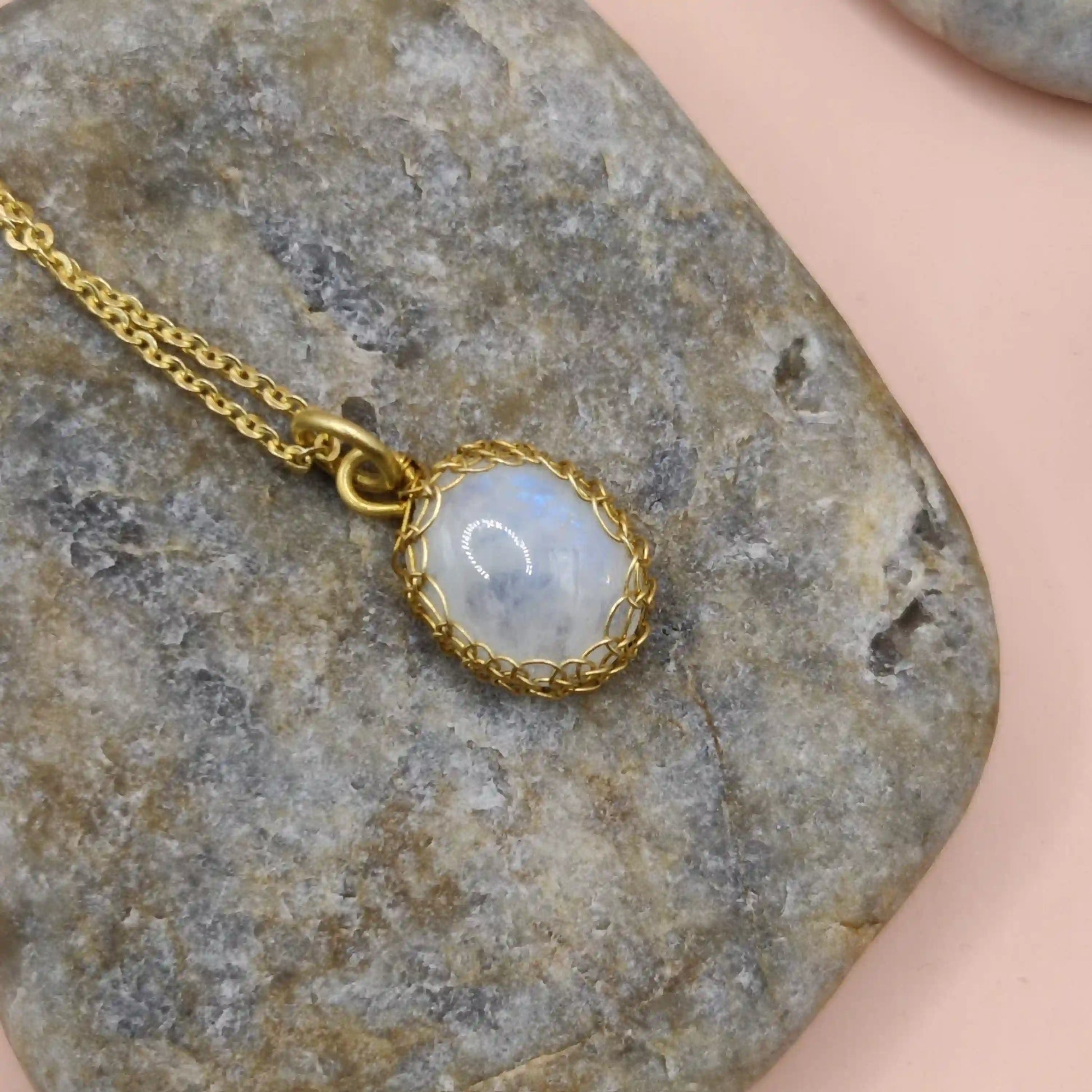 Meera - Rainbow Moonstone Necklace 0010 SA1 By Sanguine Aura Handcrafted Jewellery