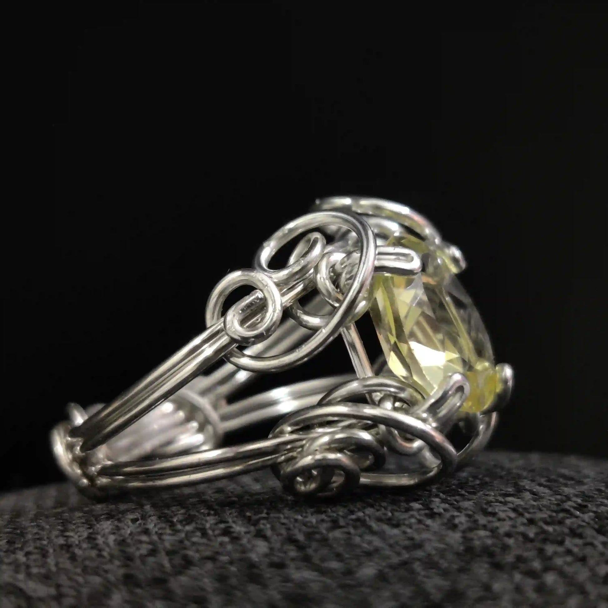 Misha - Citrine Silver Ring By Sanguine Aura Handcrafted Jewellery. Healing Benefits Of Citrine - Joy, abundance, energy, digestion, positivity.
