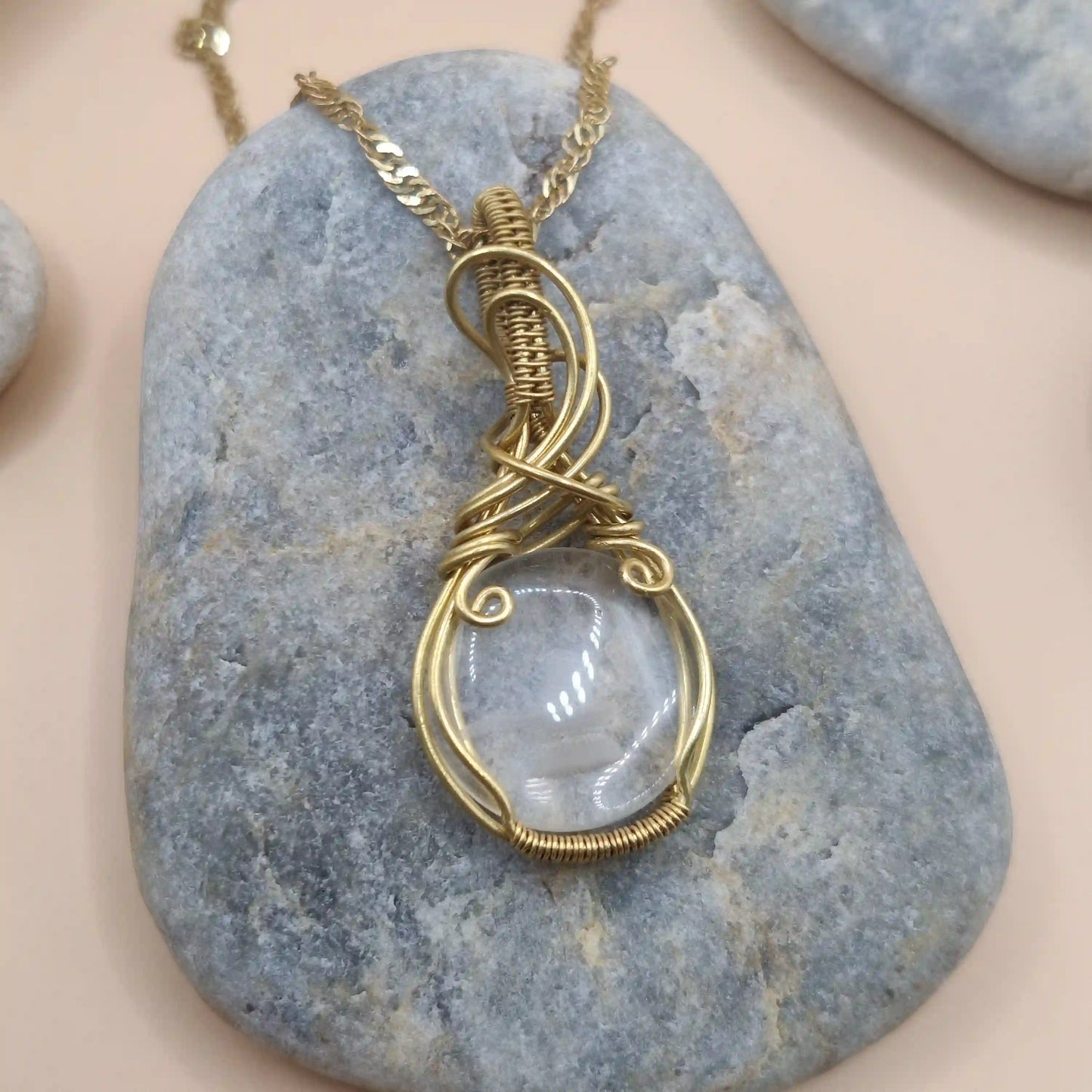 Mrida - Clear Quartz Necklace 001 SA1 By Sanguine Aura Handcrafted Jewellery