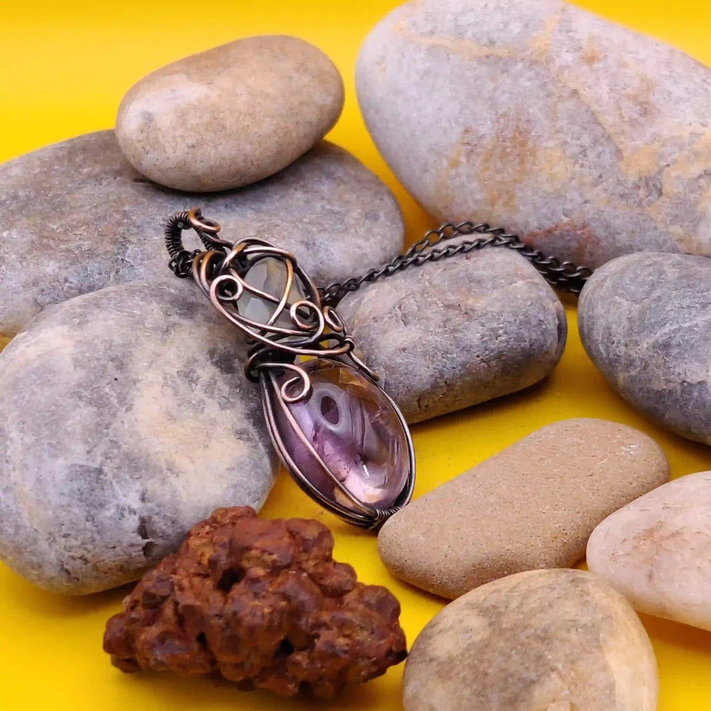 Namhi_Aqua_Chalcedony_And_Brazilian_Amethyst_Necklace_SA1 By Sanguine Aura Handcrafted Jewellery