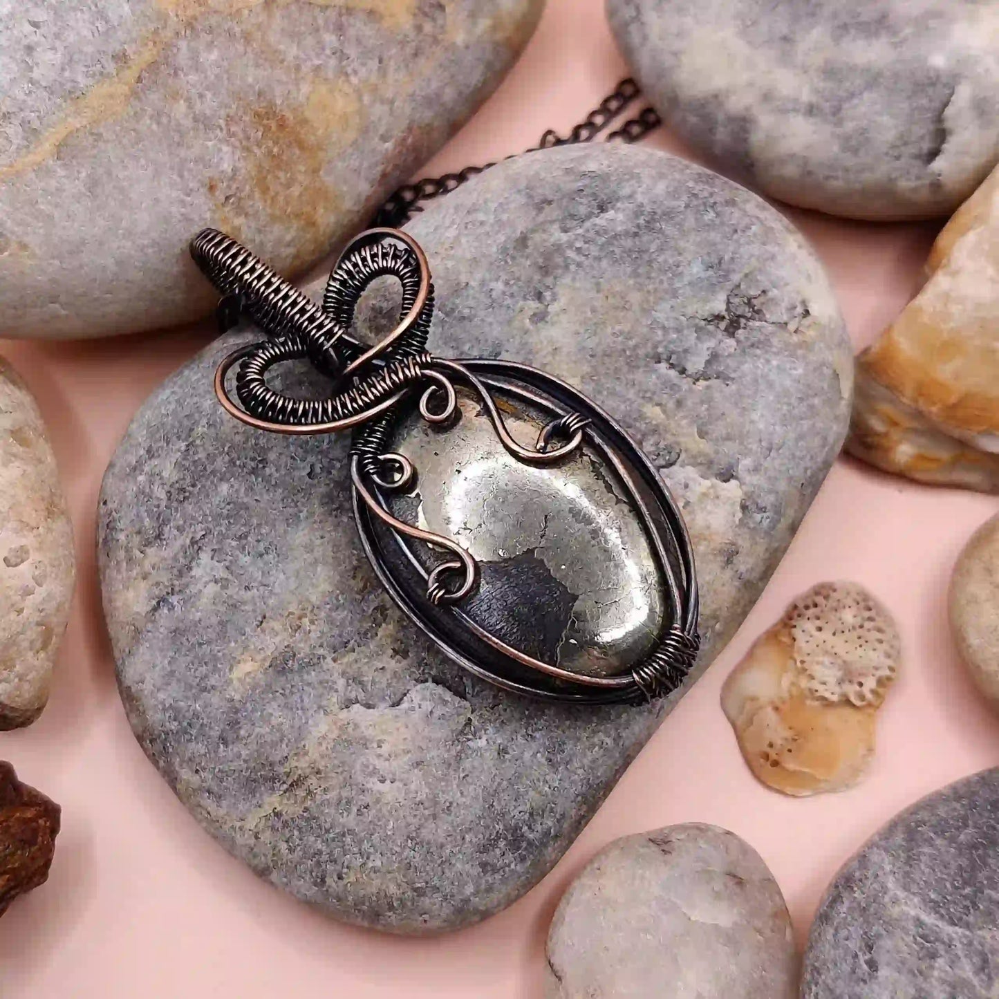 Navi Pyrite Necklace- 002 SA1 By Sanguine Aura Handcrafted Jewellery