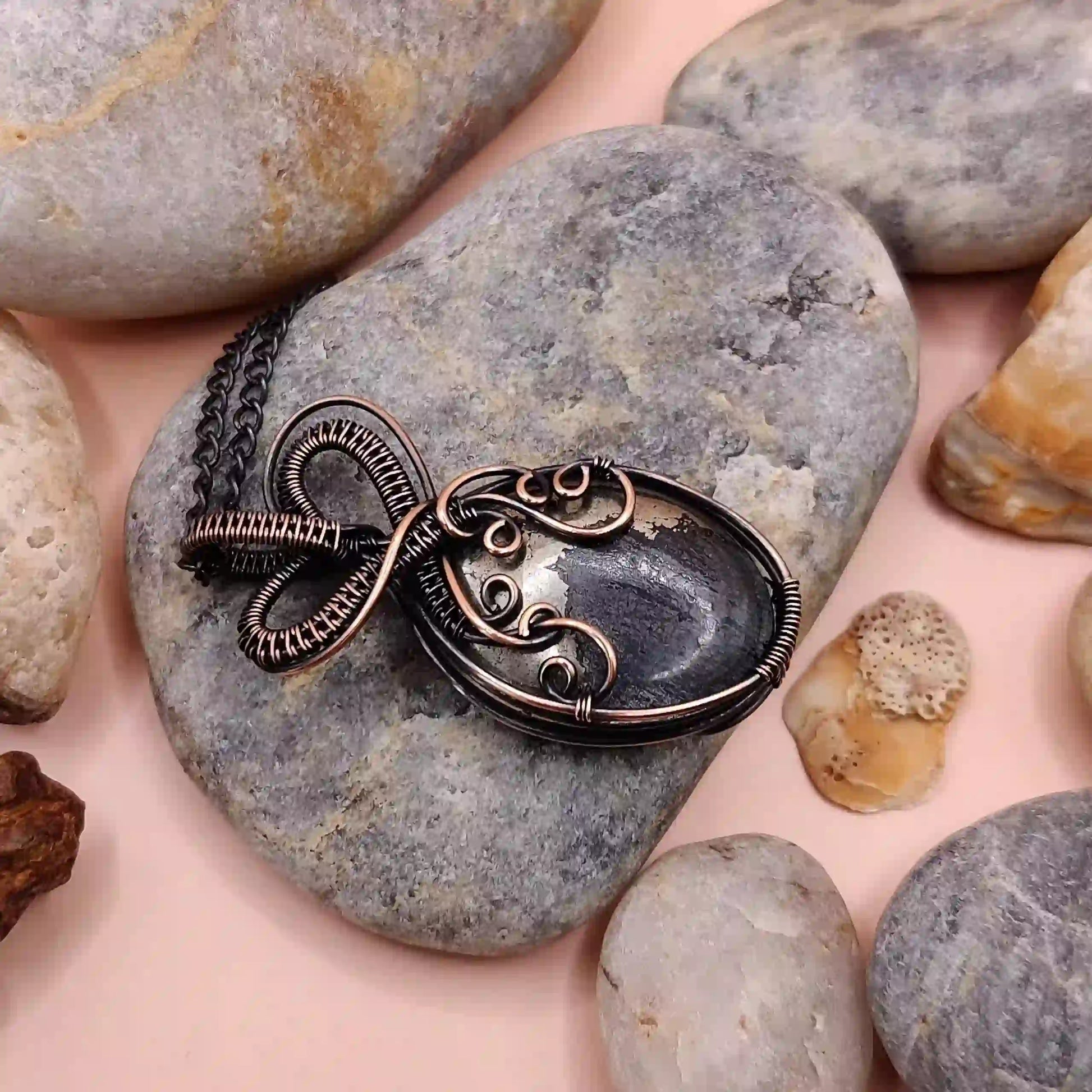 Navi Pyrite Necklace- 003 By Sanguine Aura Handcrafted Jewellery