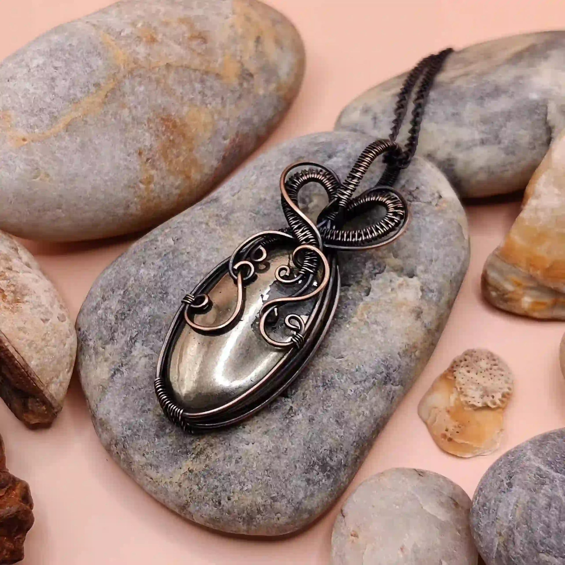 Navi Pyrite Necklace- 004 By Sanguine Aura Handcrafted Jewellery