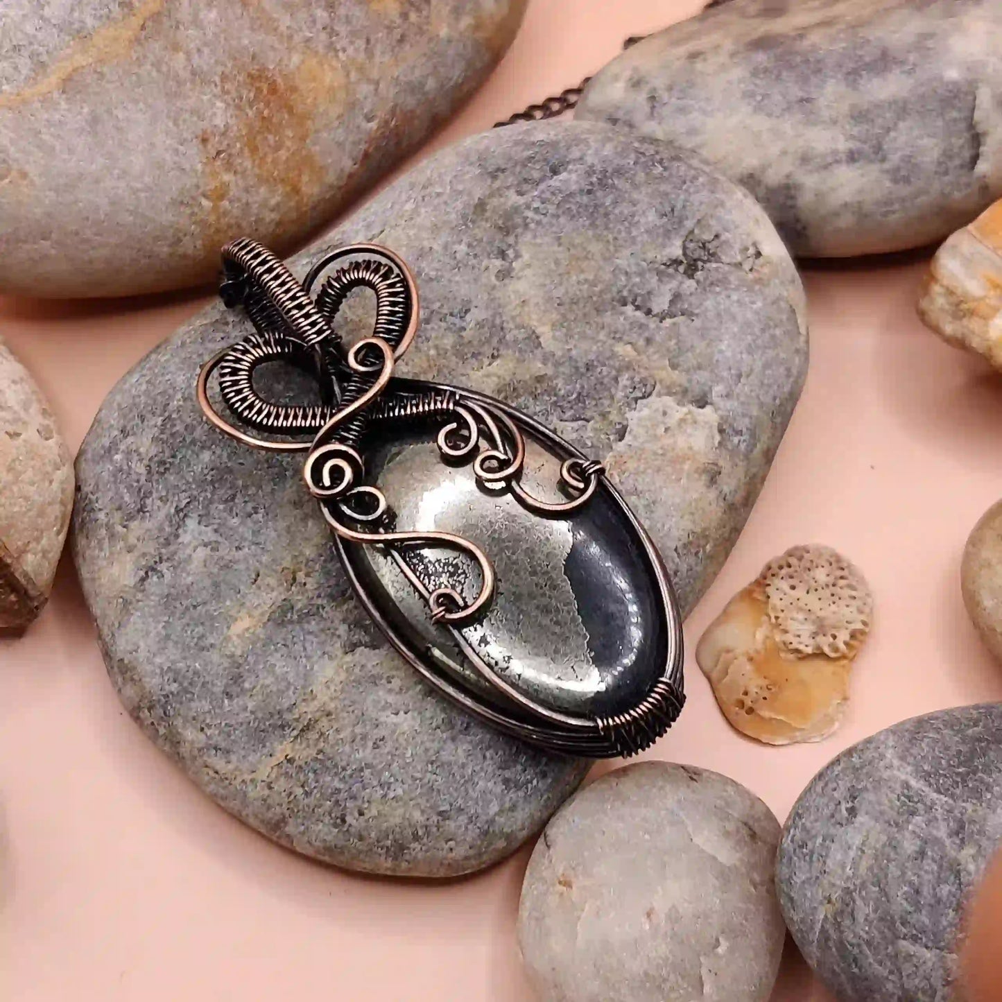 Navi Pyrite Necklace- 005 By Sanguine Aura Handcrafted Jewellery