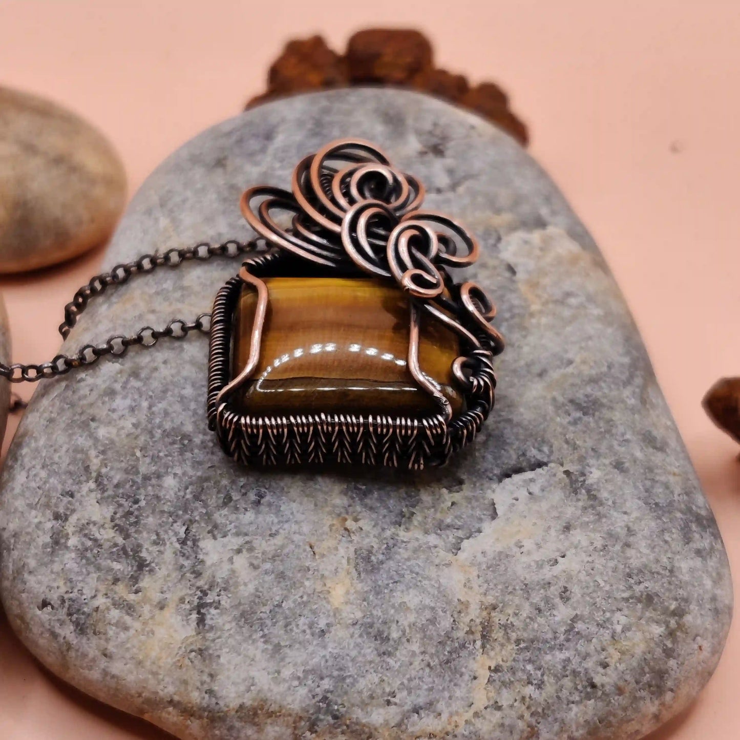Nehrika - Tiger's Eye Necklace SA2 By Sanguine Aura Handcrafted Jewellery