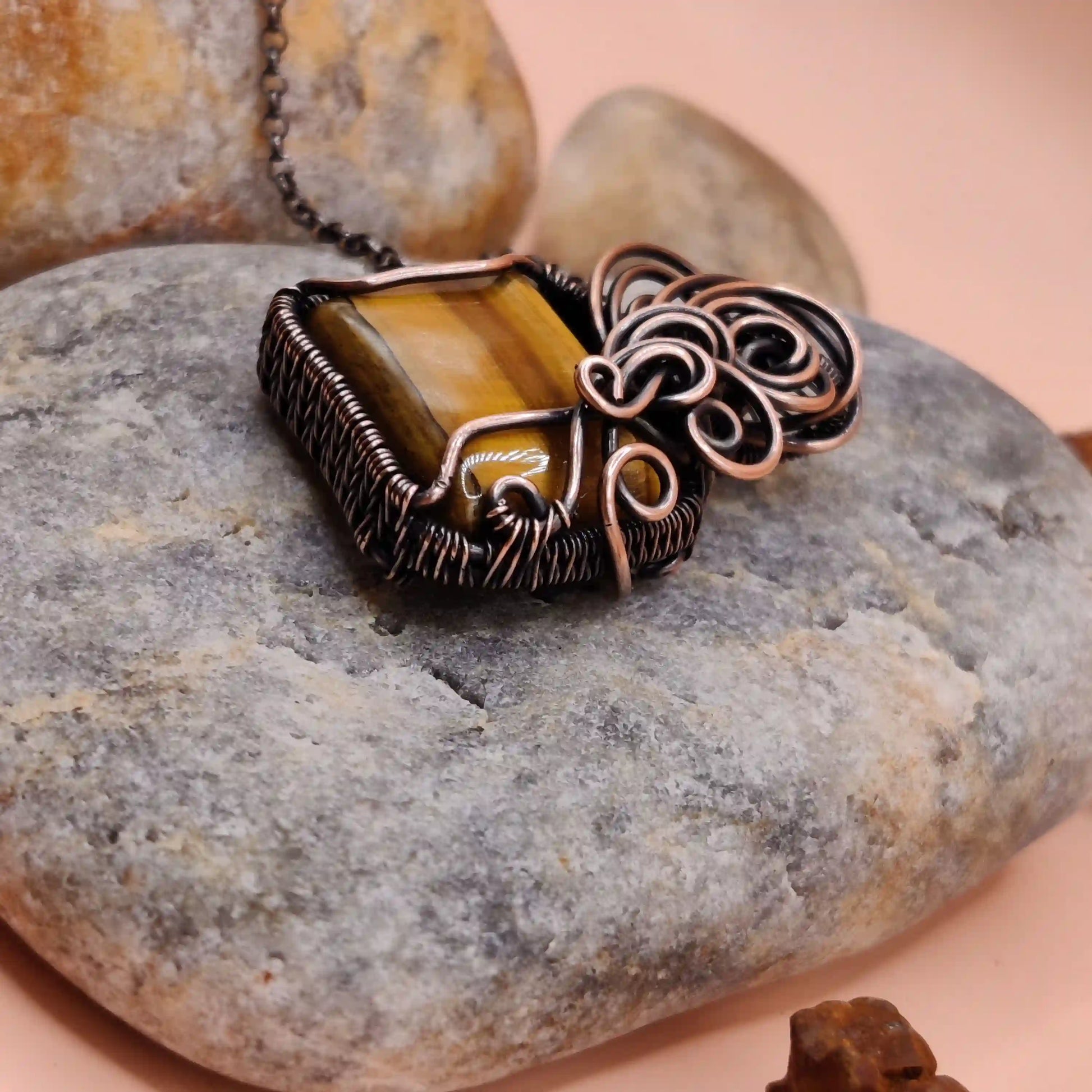 Nehrika - Tiger's Eye Necklace SA3 By Sanguine Aura Handcrafted Jewellery