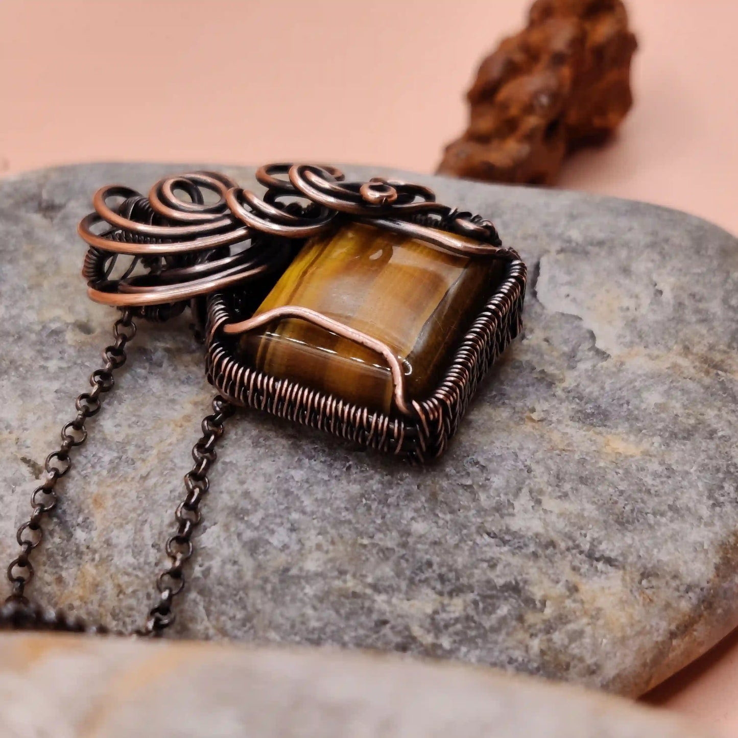 Nehrika - Tiger's Eye Necklace SA4 By Sanguine Aura Handcrafted Jewellery