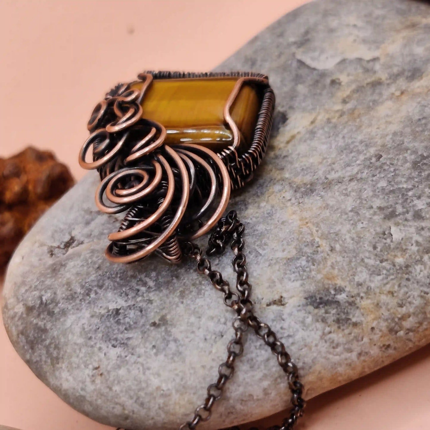 Nehrika - Tiger's Eye Necklace SA5 By Sanguine Aura Handcrafted Jewellery