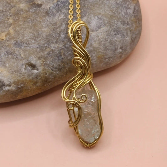 Niyati Prasiolite green amethyst pendant in brass 002 made by sanguine aura jewellery, India