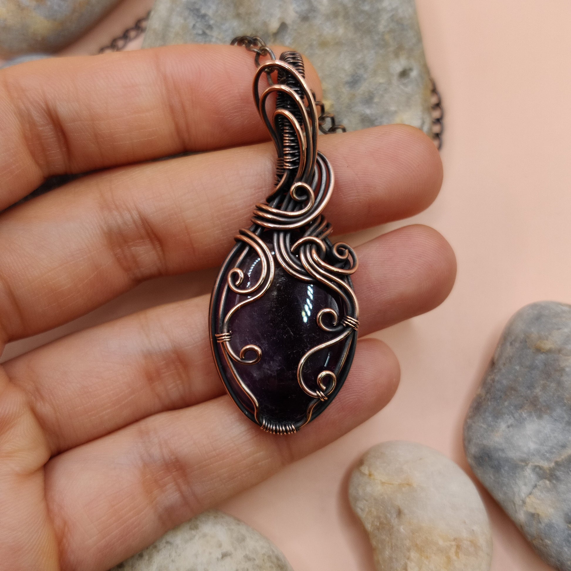 Palash - Amethyst Necklace 001 SA2 By Sanguine Aura Handcrafted Jewellery