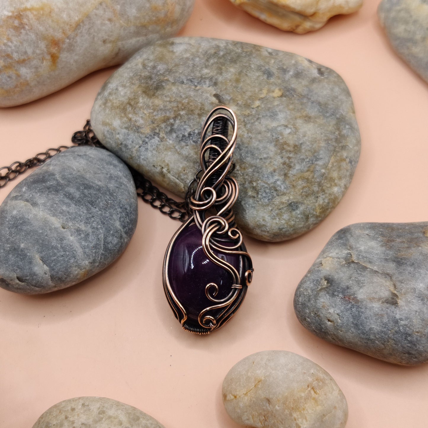 Palash - Amethyst Necklace 002 By Sanguine Aura Handcrafted Jewellery. Healing Benefits Of Amethyst - eases stress, promotes sleep, and brings clarity.