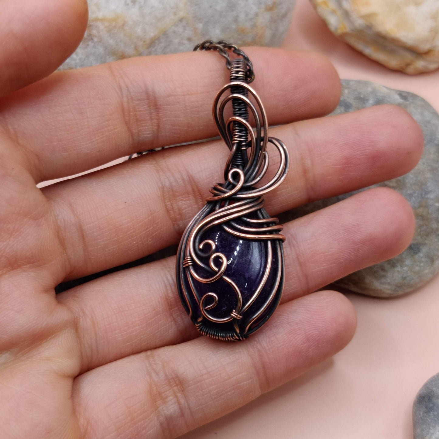 Palash - Amethyst Necklace 004 By Sanguine Aura Handcrafted Jewellery. Healing Benefits Of Amethyst - eases stress, promotes sleep, and brings clarity.