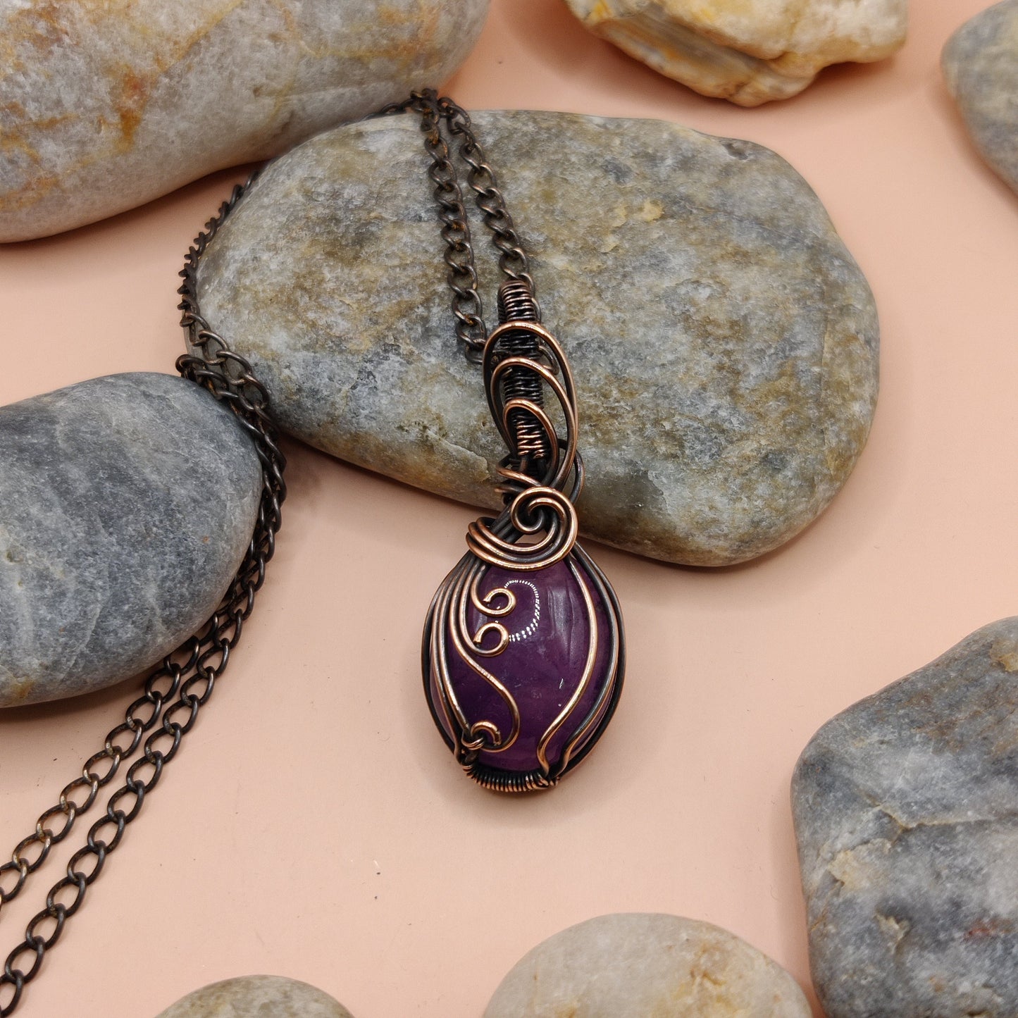 Palash - Amethyst Necklace 005 By Sanguine Aura Handcrafted Jewellery. Healing Benefits Of Amethyst - eases stress, promotes sleep, and brings clarity.