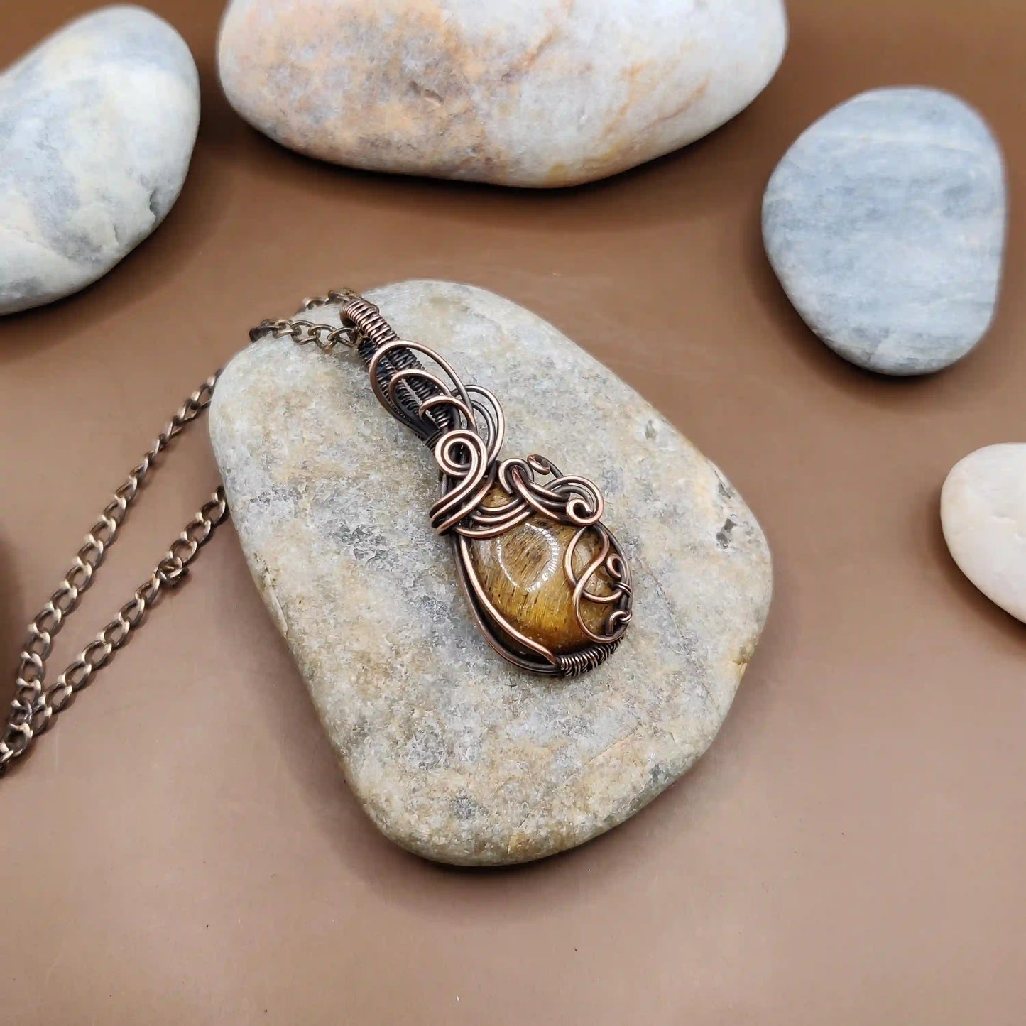 Palash - Tiger's Eye Necklace 002 SA1 By Sanguine Aura Handcrafted Jewellery
