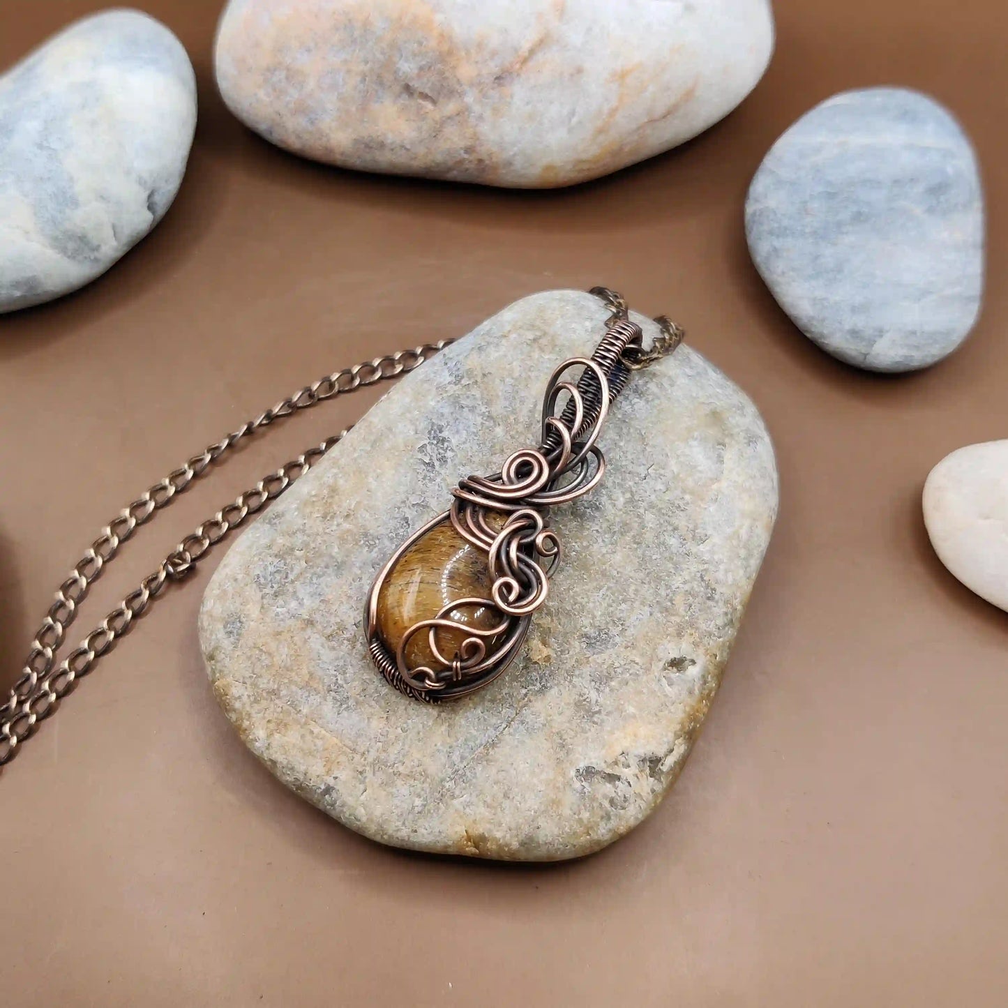 Palash - Tiger's Eye Necklace 002 SA2 By Sanguine Aura Handcrafted Jewellery