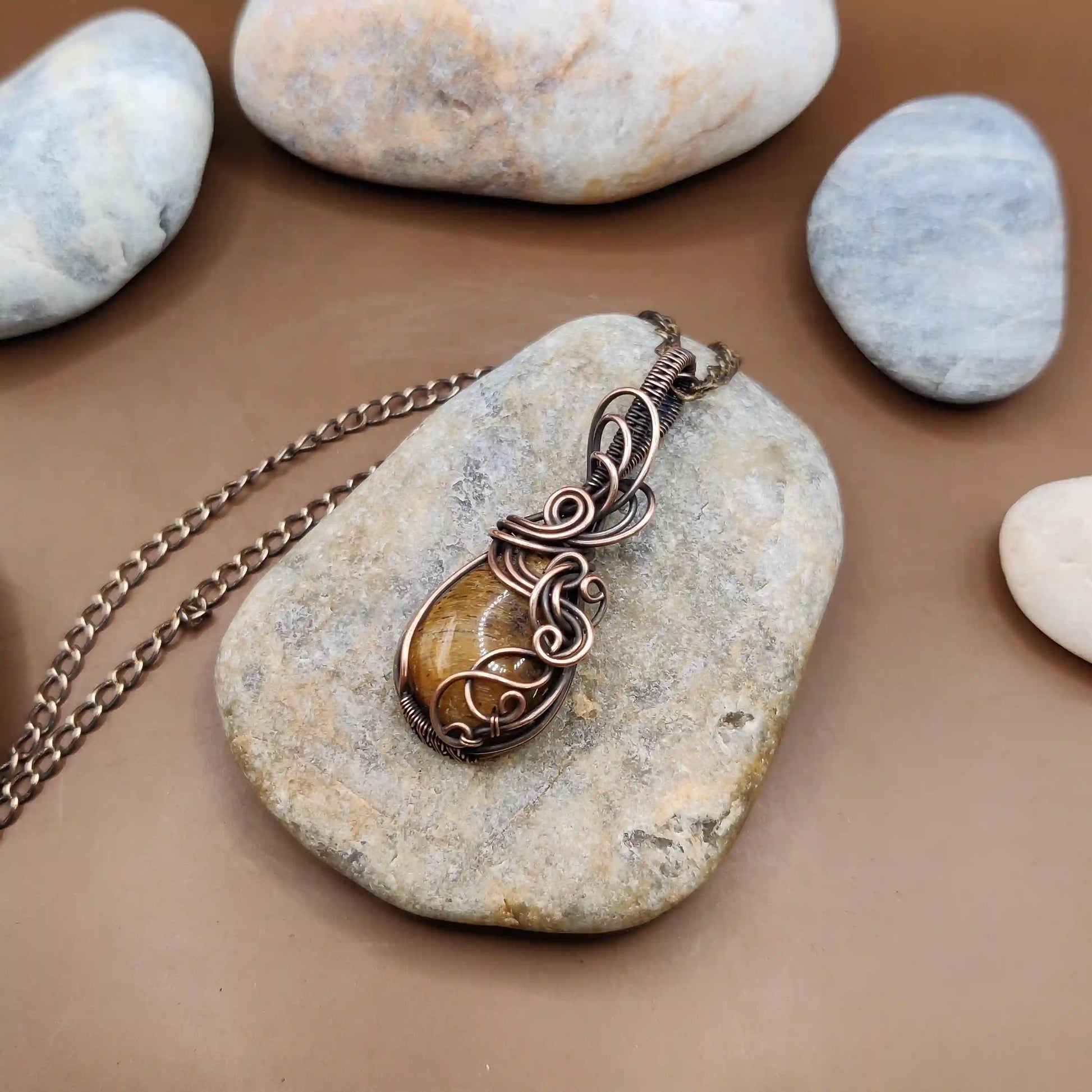 Palash - Tiger's Eye Necklace 002 SA2 By Sanguine Aura Handcrafted Jewellery
