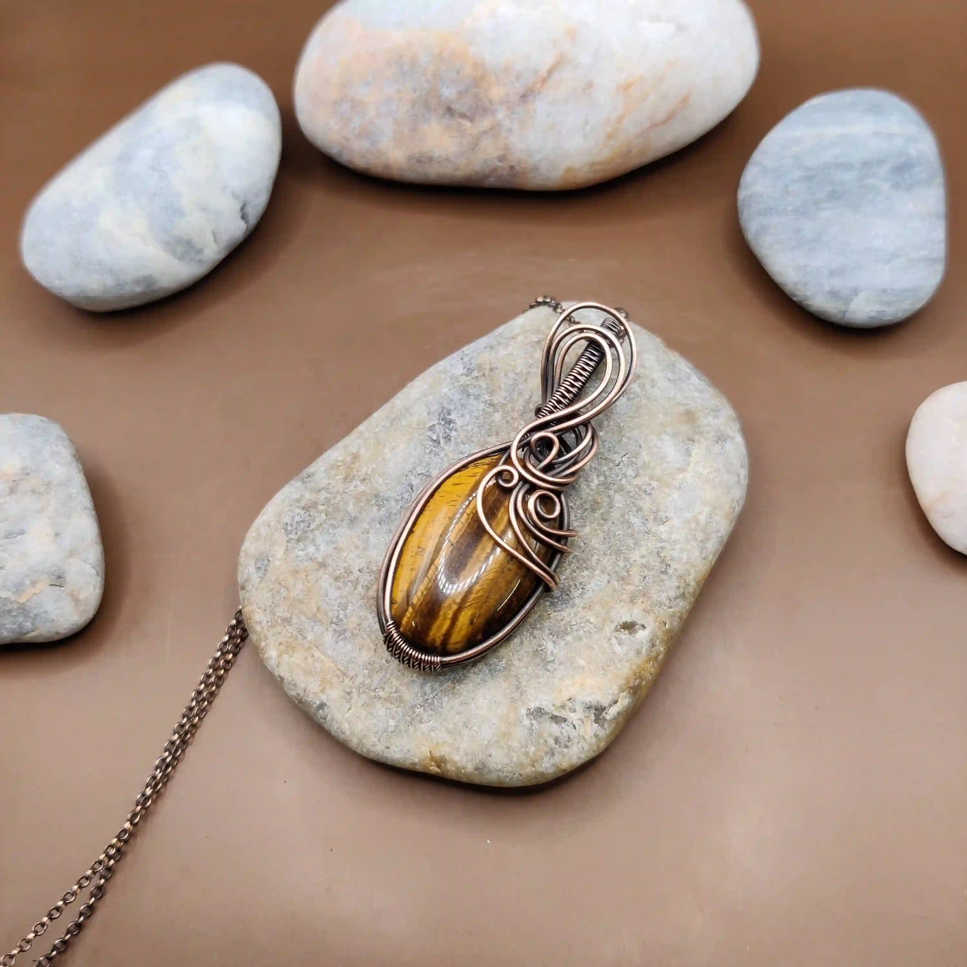 Palash - Tiger's Eye Necklace 003 SA1 By Sanguine Aura Handcrafted Jewellery