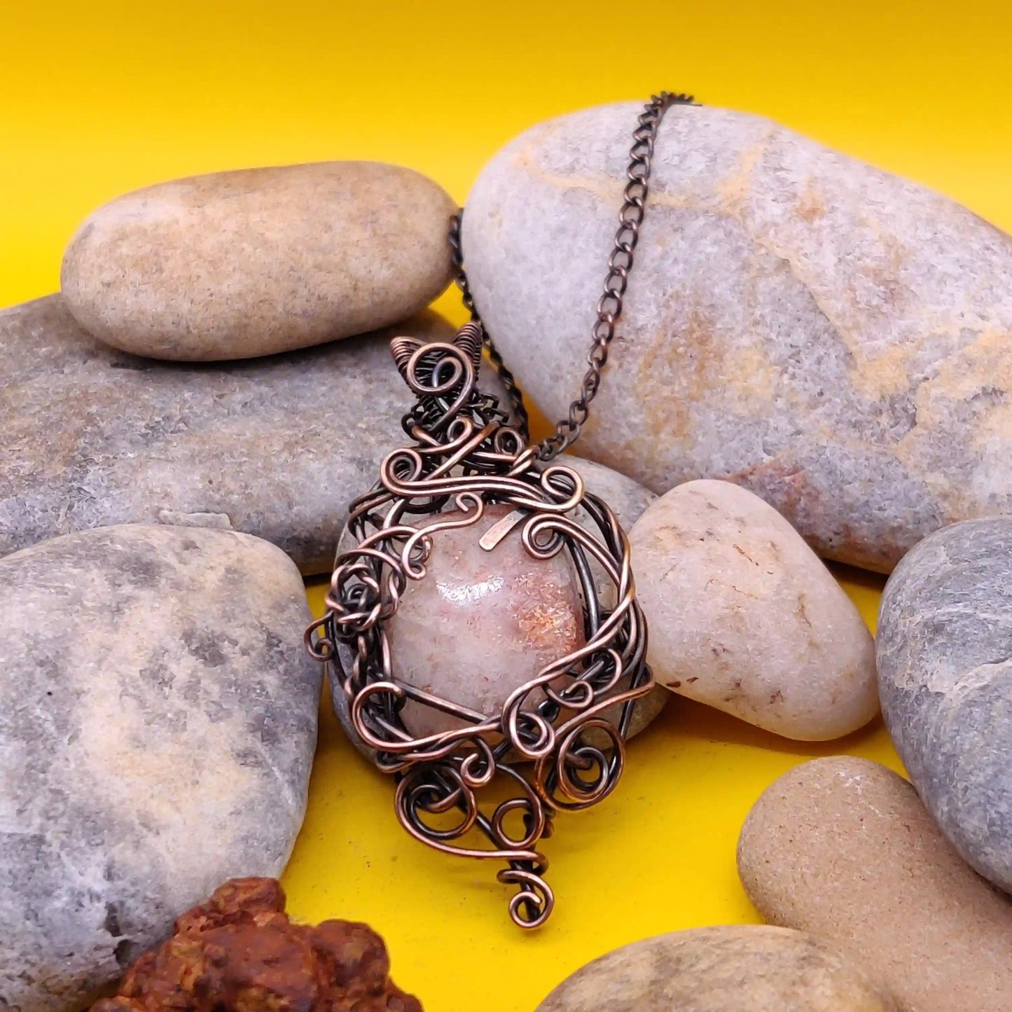 Paloma - Indian Sunstone Necklace SA2 By Sanguine Aura Handcrafted Jewellery.