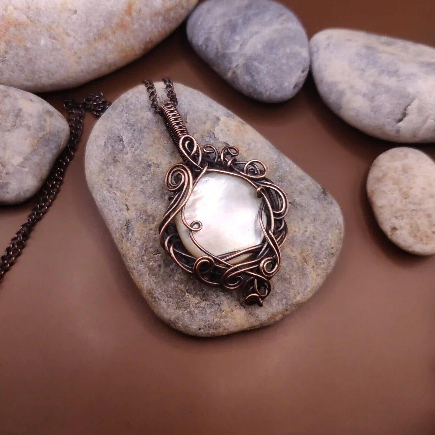 Paloma - Mother of Pearl Necklace - 003 By Sanguine Aura Handcrafted Jewellery